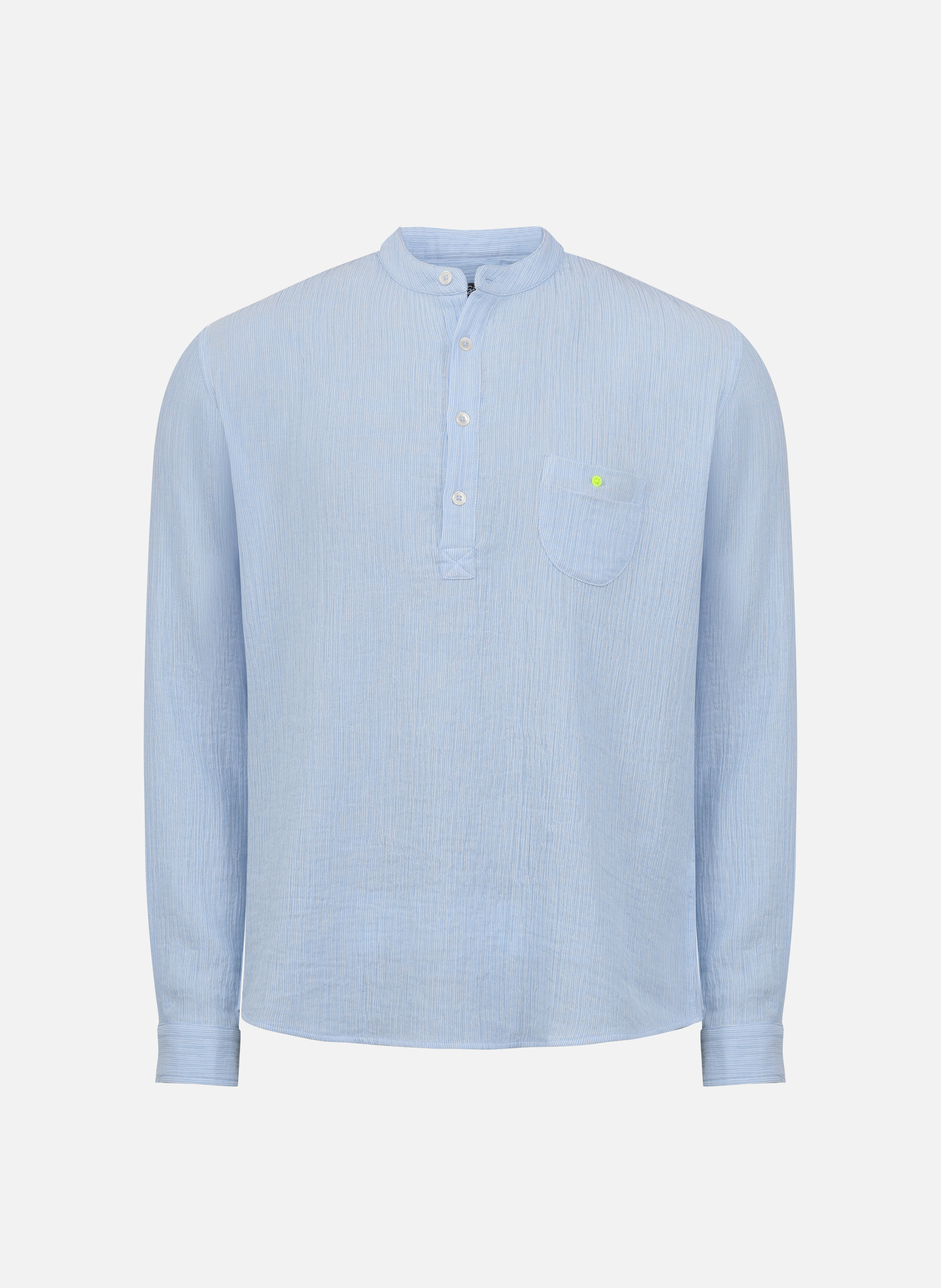 Chemise col tunisien en gaze de coton GILI'S Bleu