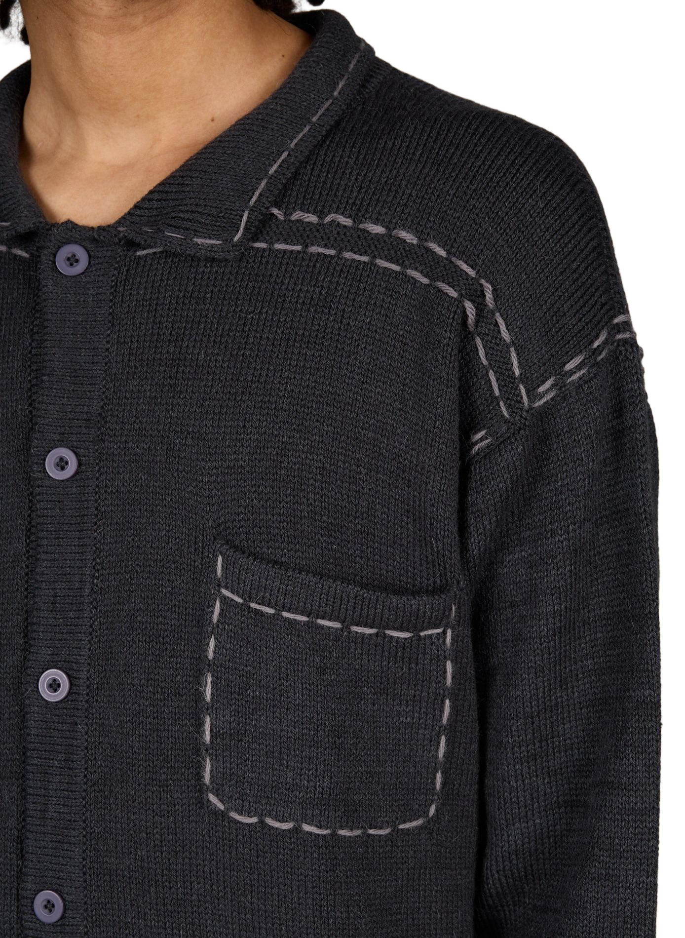 Cotton knit cardigan PAS UNE MARQUE Black