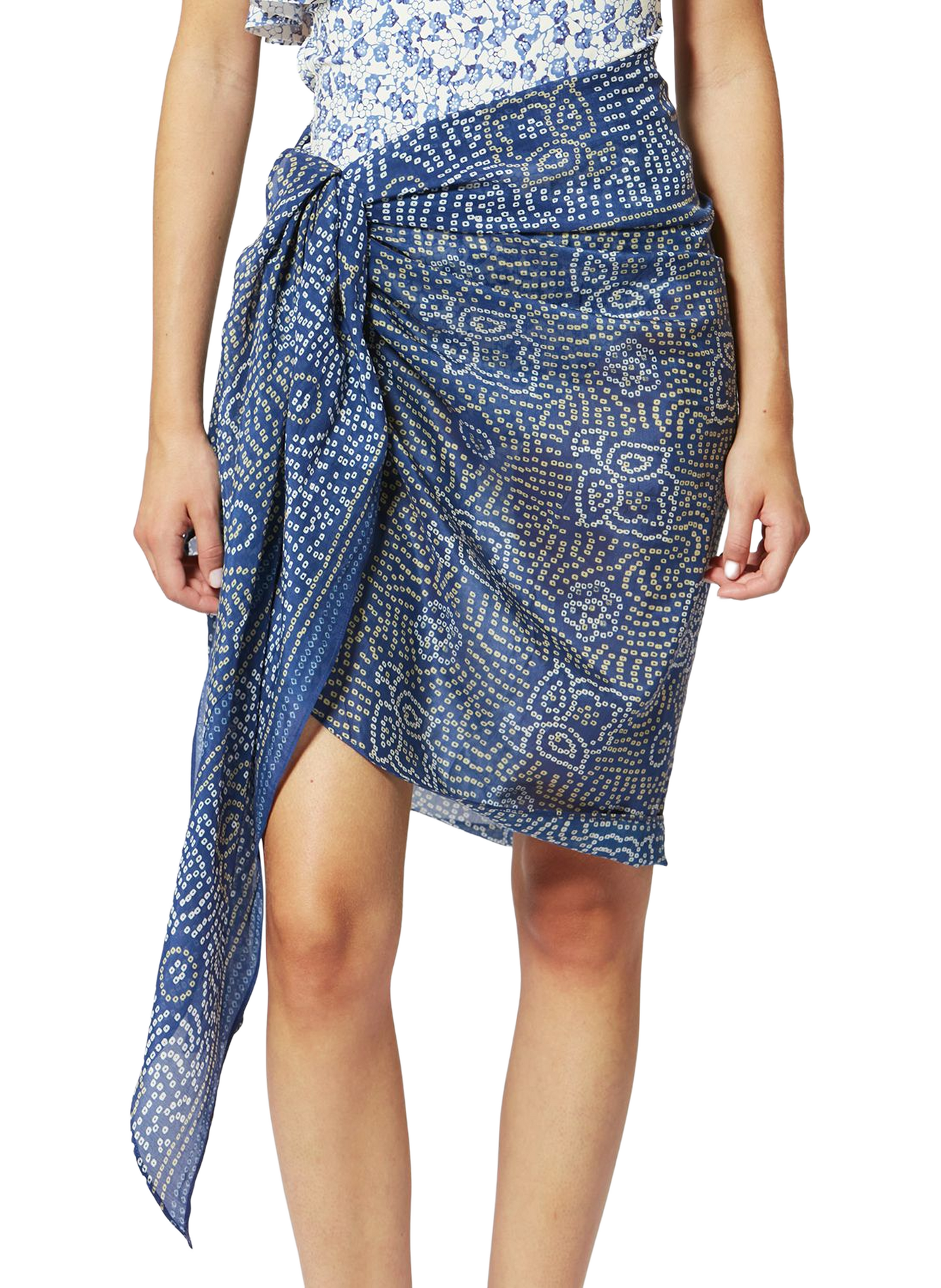 Lucilia printed cotton and silk pareo ISABEL MARANT Blue