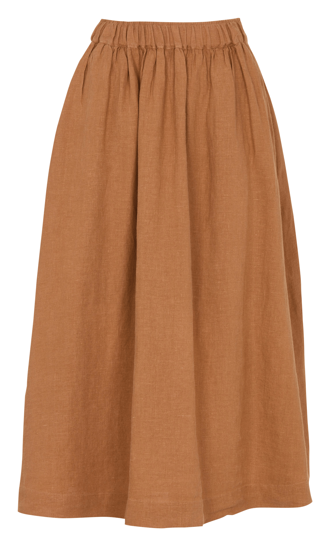 Jupe midi unie en lin brune MAISON 123 Marron