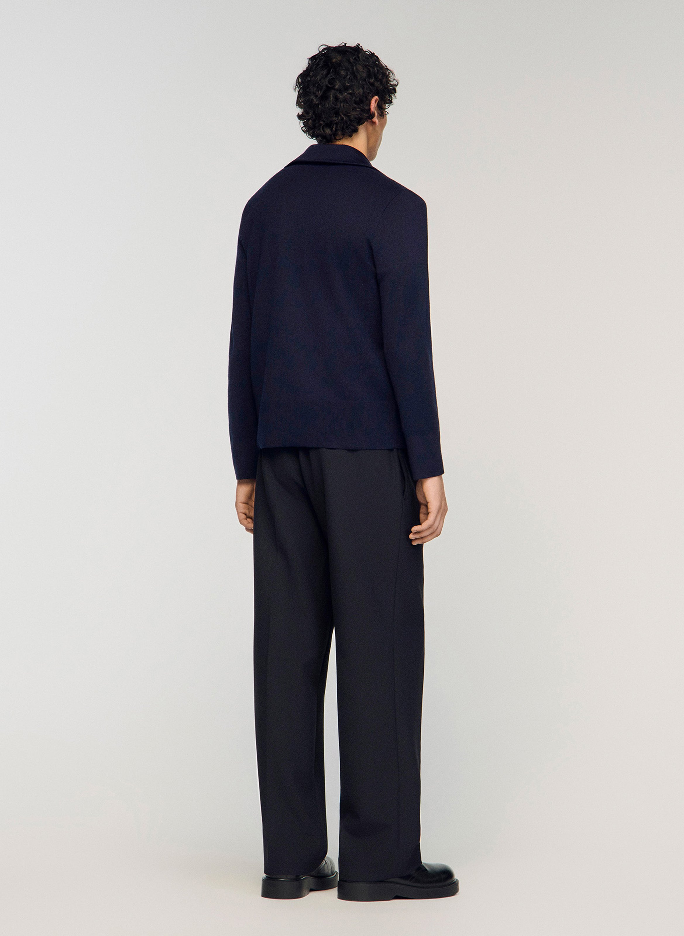 Gilet zippé en laine mélangée SANDRO Bleu