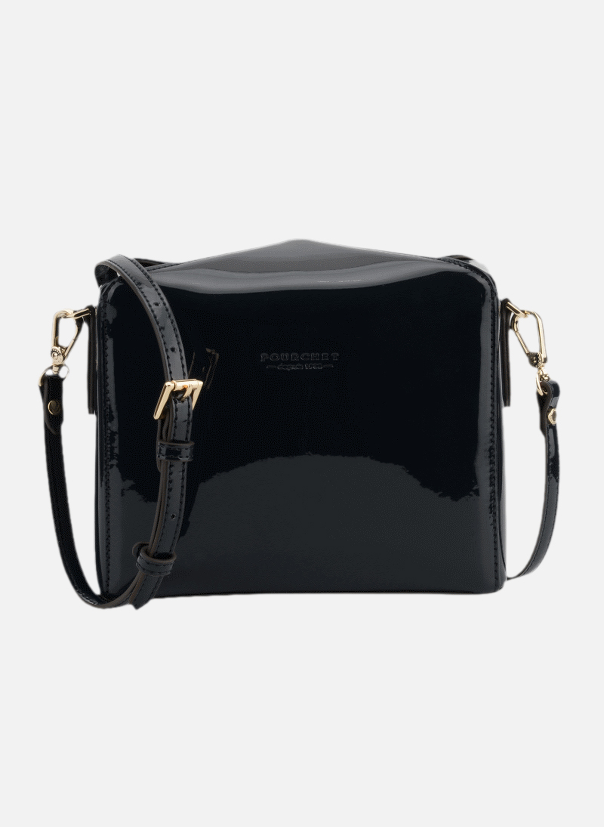 Cassetta vernis | sac porté épaule en cuir de vachette | Noir POURCHET Femme