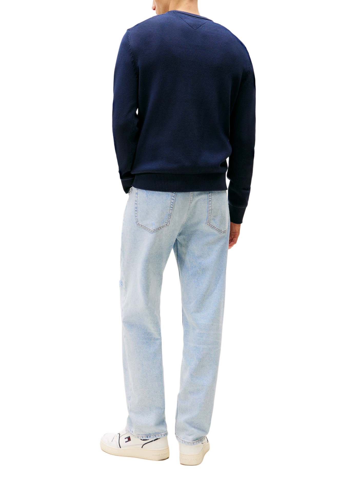 Schmaler Baumwollpullover mit Logostrick | Blau TOMMY HILFIGER Herren