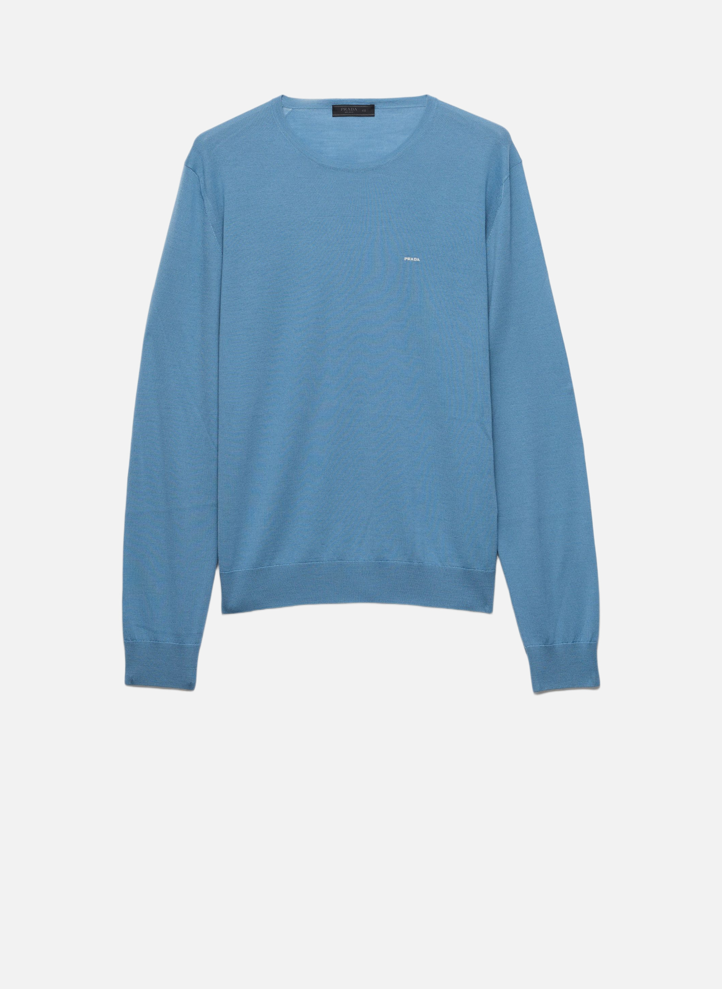 Pull à col rond en laine extra fine PRADA Bleu