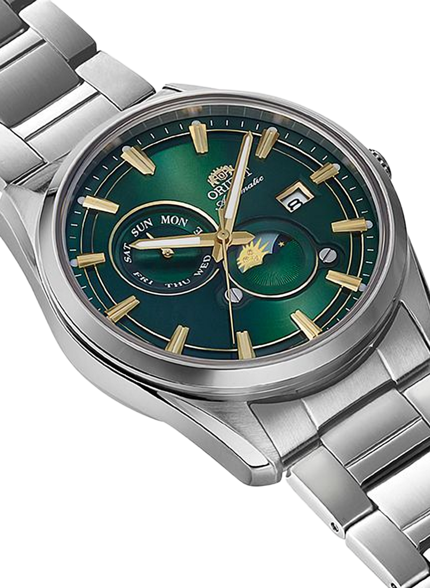 Automatische Uhr Stretto Sun & Moon aus Edelstahl ORIENT Grun