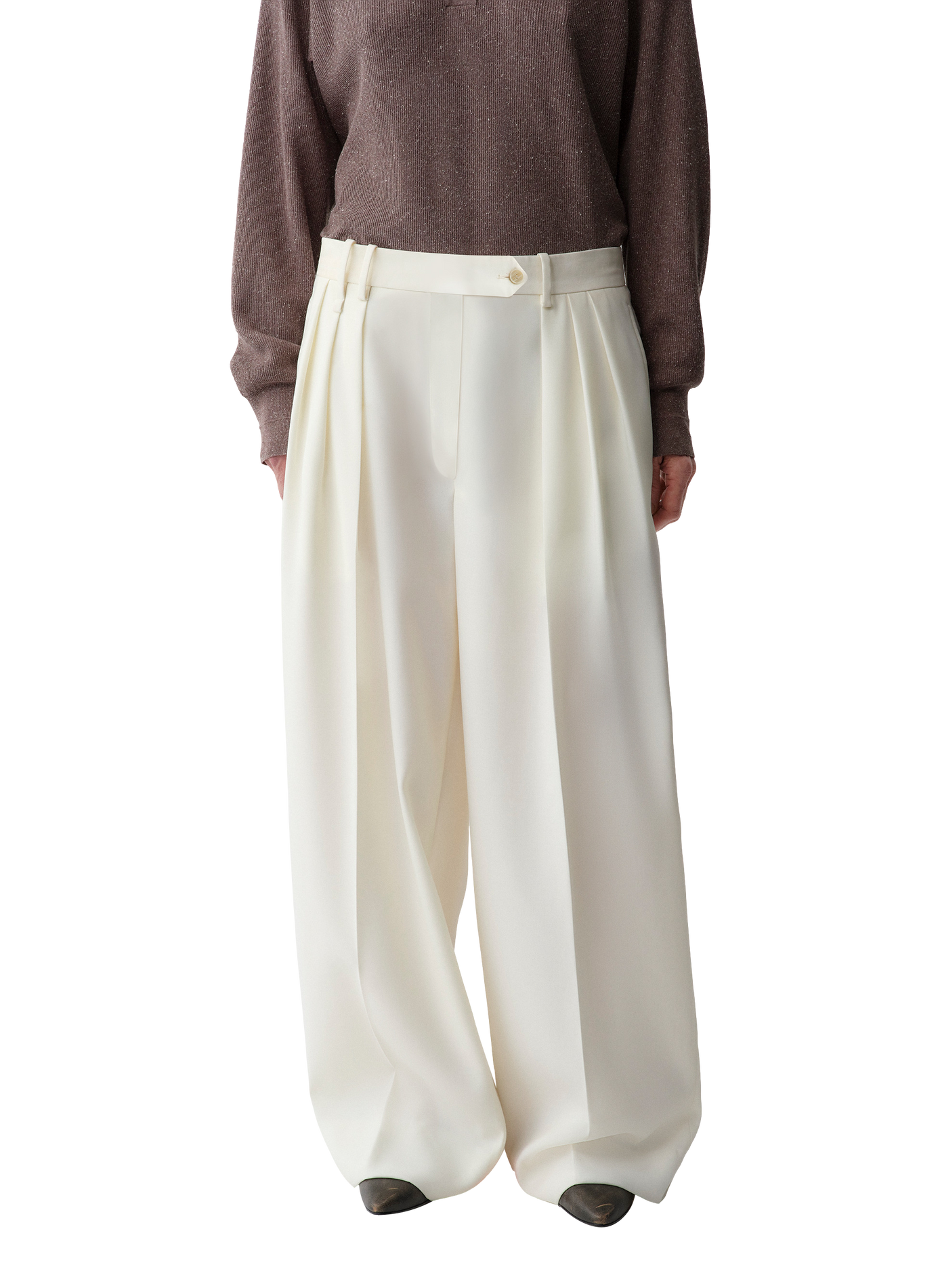 Wide-leg woolen trousers Alexandra CALVIN KLEIN COLLECTION White