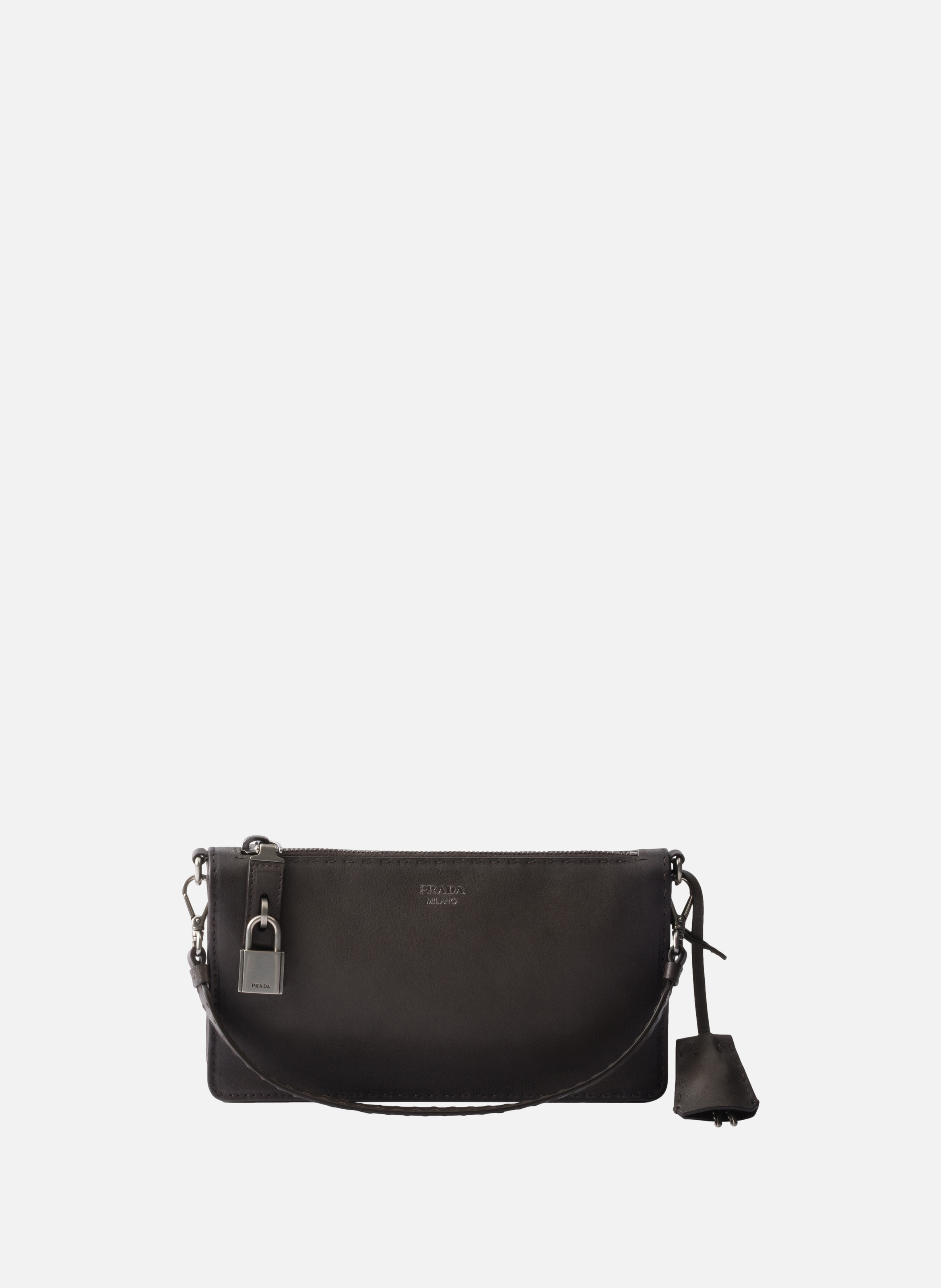 Pochette en cuir vieilli PRADA Gris
