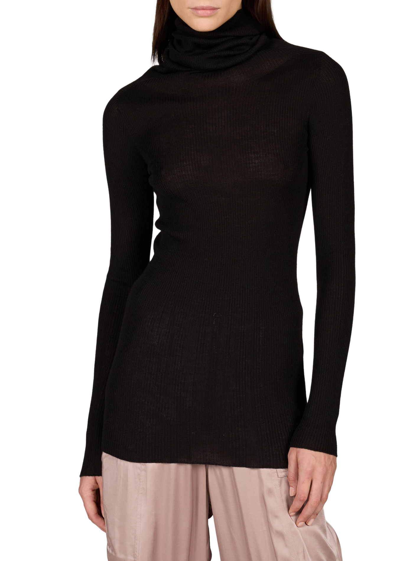 Long ribbed wool turtleneck sweater RICK OWENS Black