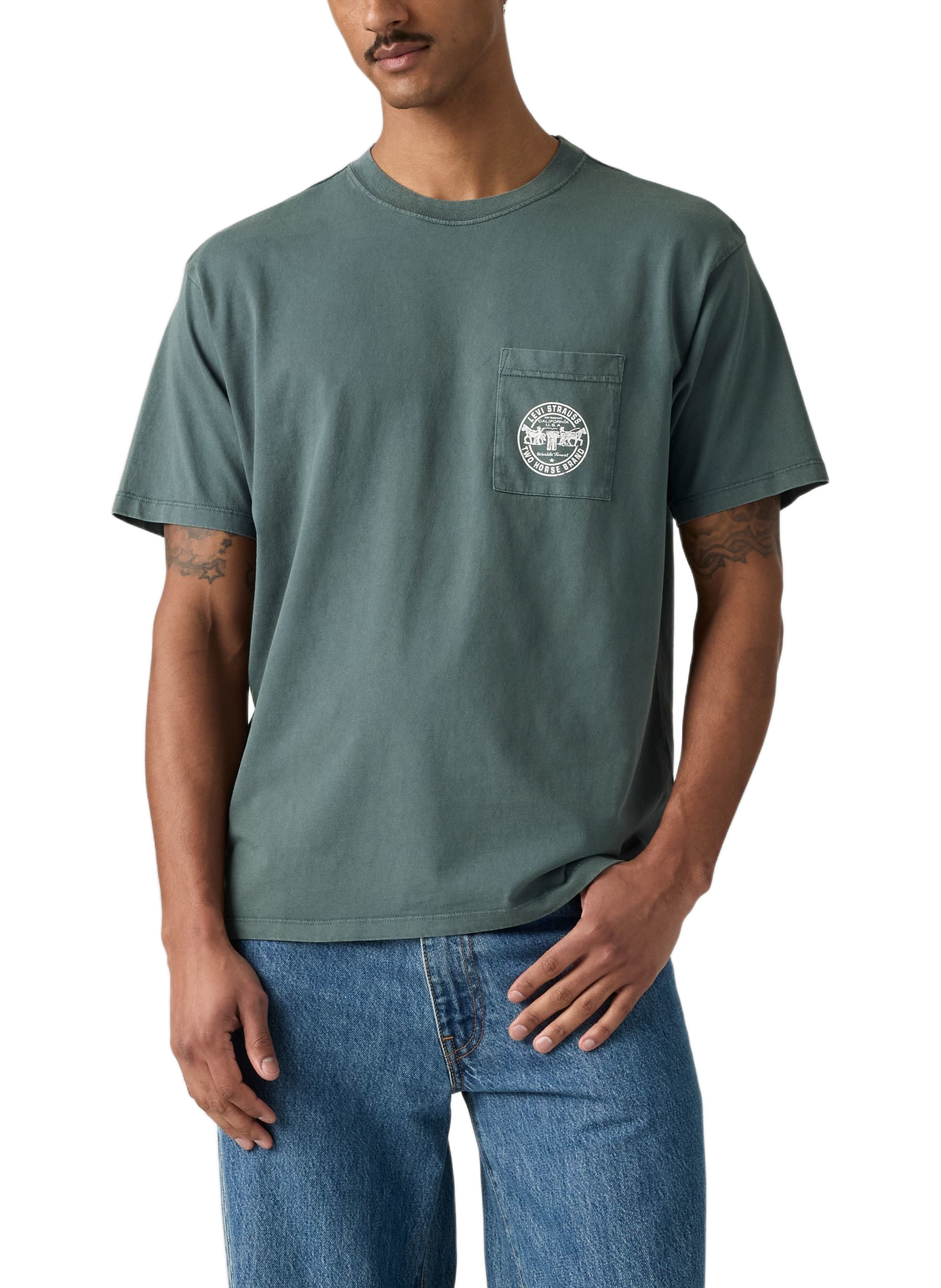 Straight fit round neck printed cotton T-shirt LEVI'S Blue