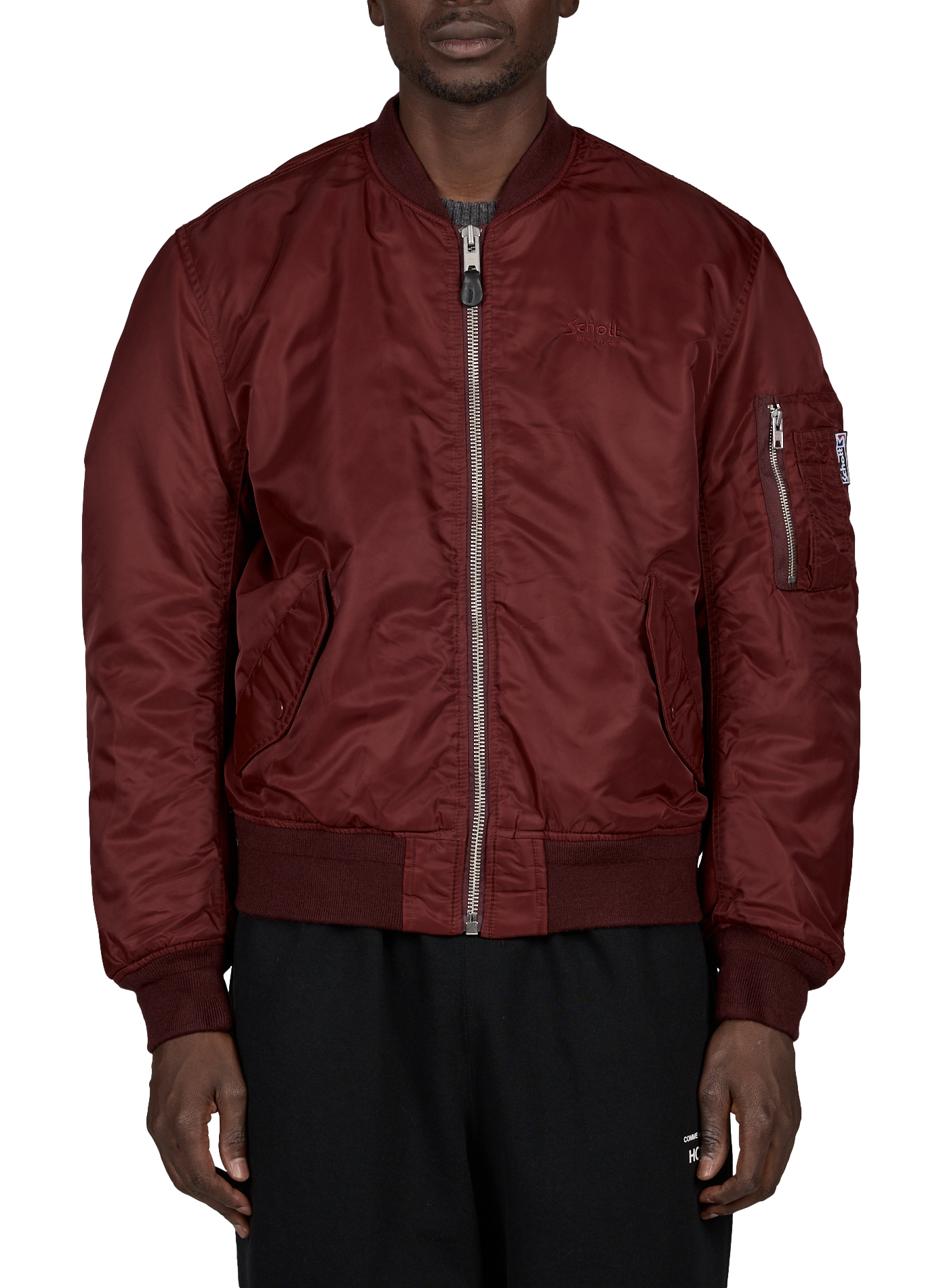 Blouson bomber uni SCHOTT Rouge