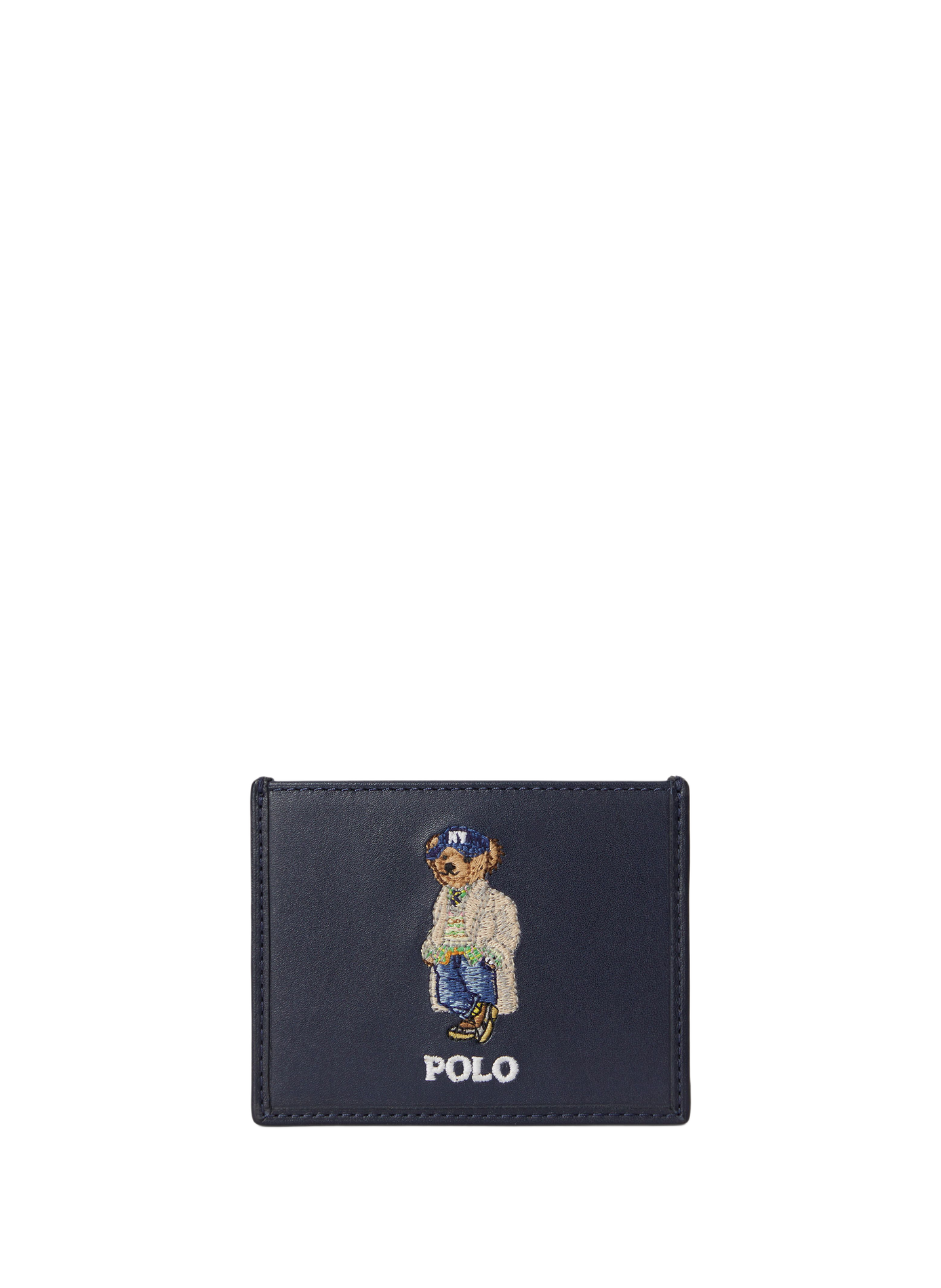 Portefeuille brodé en cuir POLO RALPH LAUREN Bleu