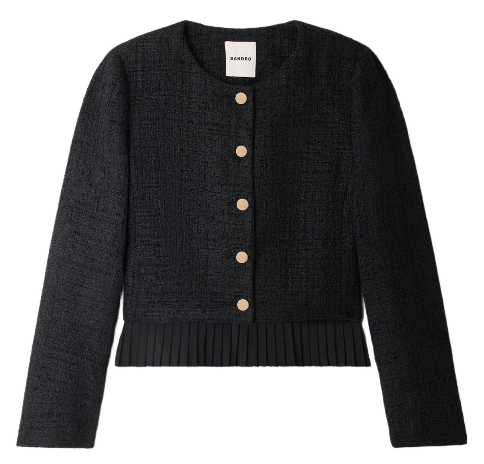 Veste droite en tweed SANDRO Noir