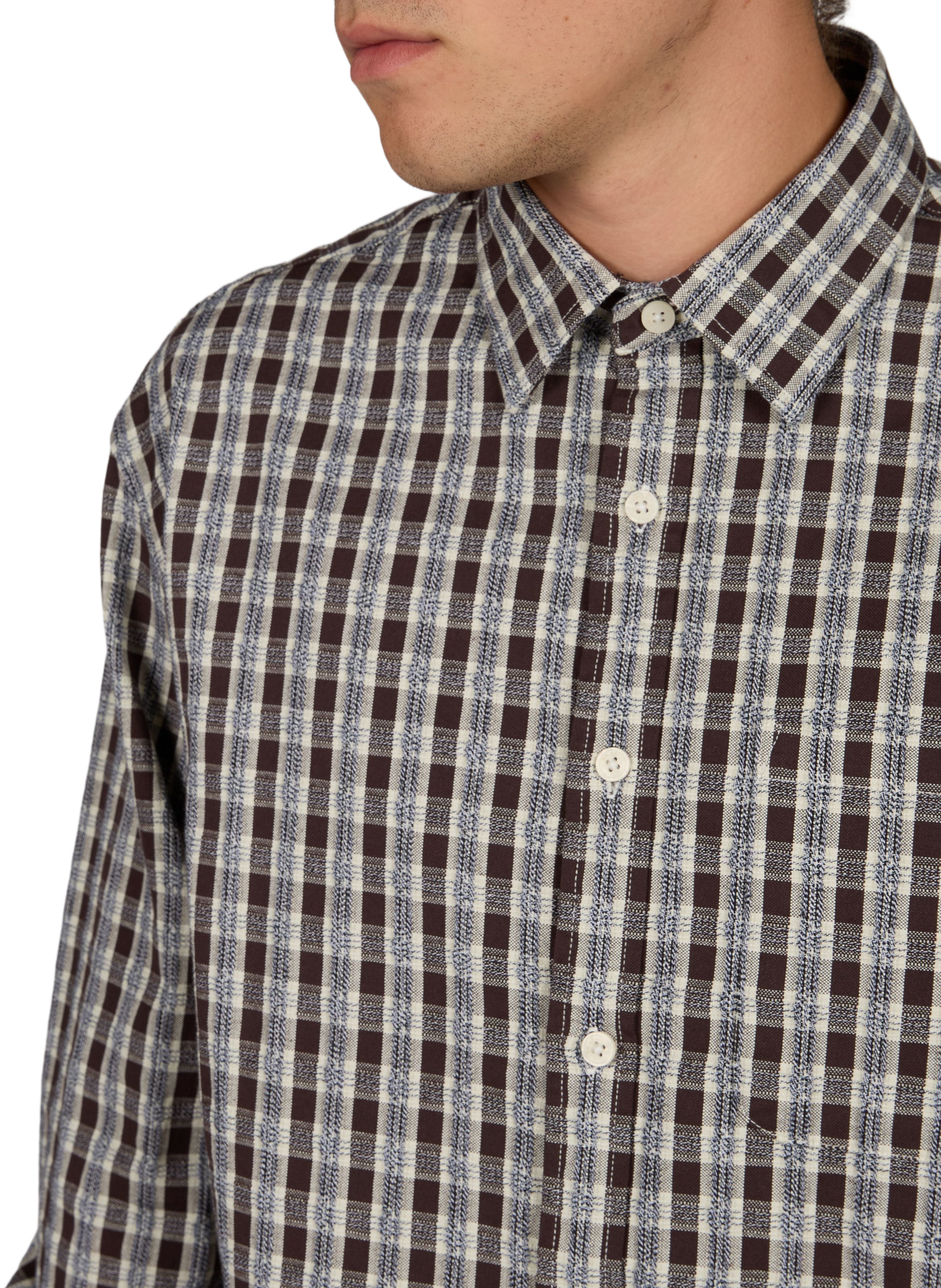 Recht geruit overhemd met knoopsluiting NN.07 Bruin