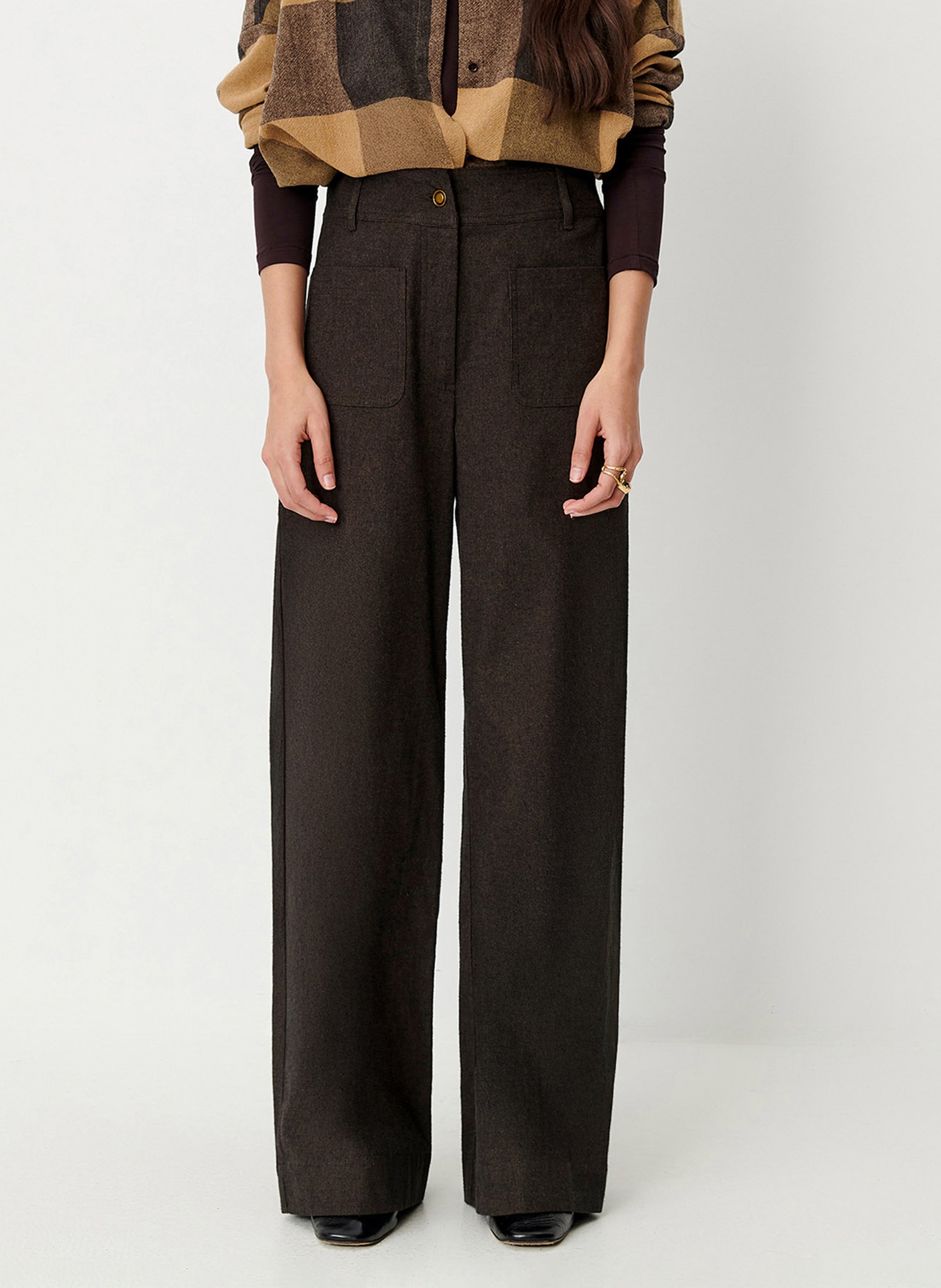 Pantalon taille haute large uni manhafall SESSUN Marron