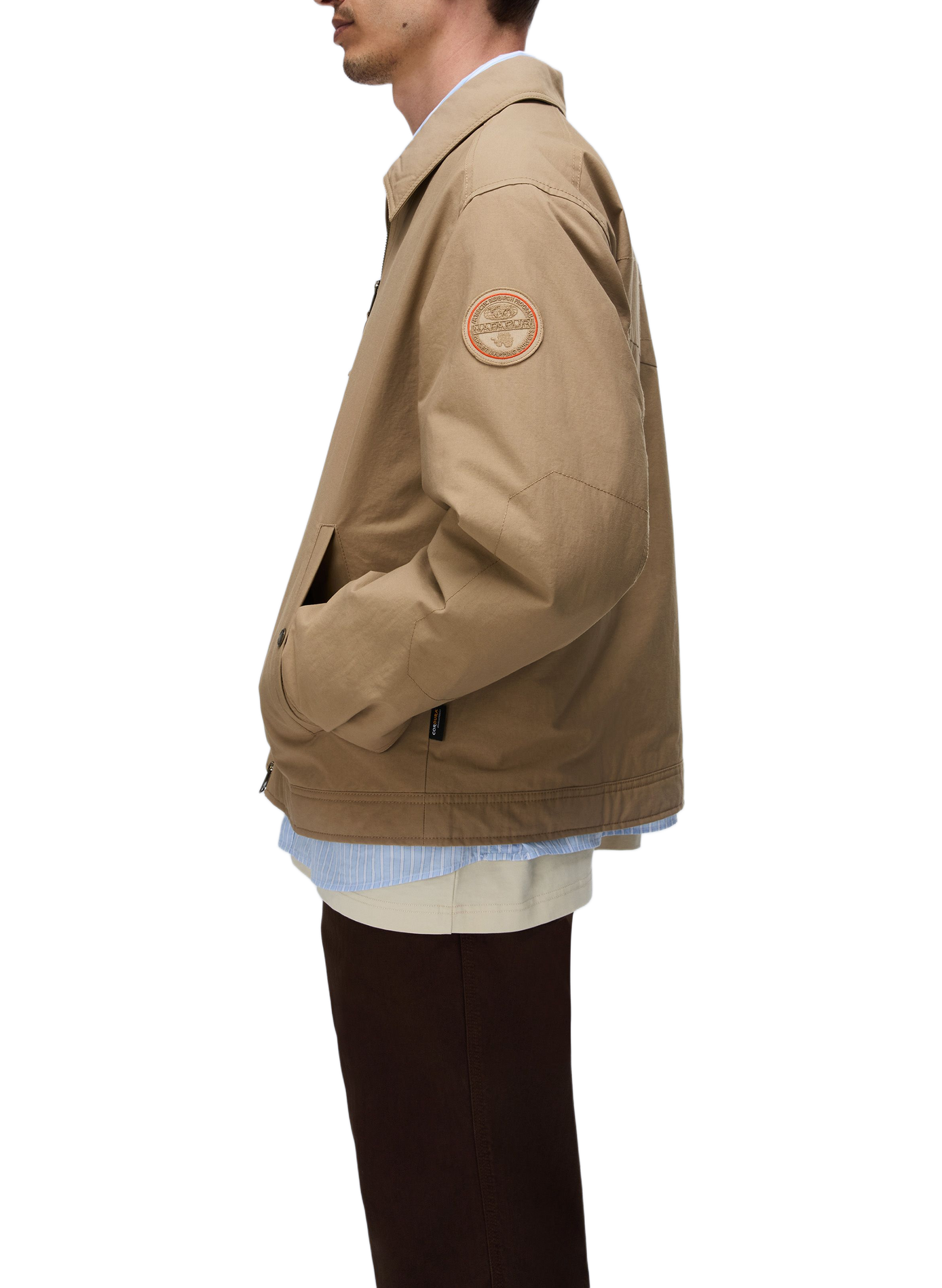 Classic straight solid color jacket with classic collar. NAPAPIJRI Brown