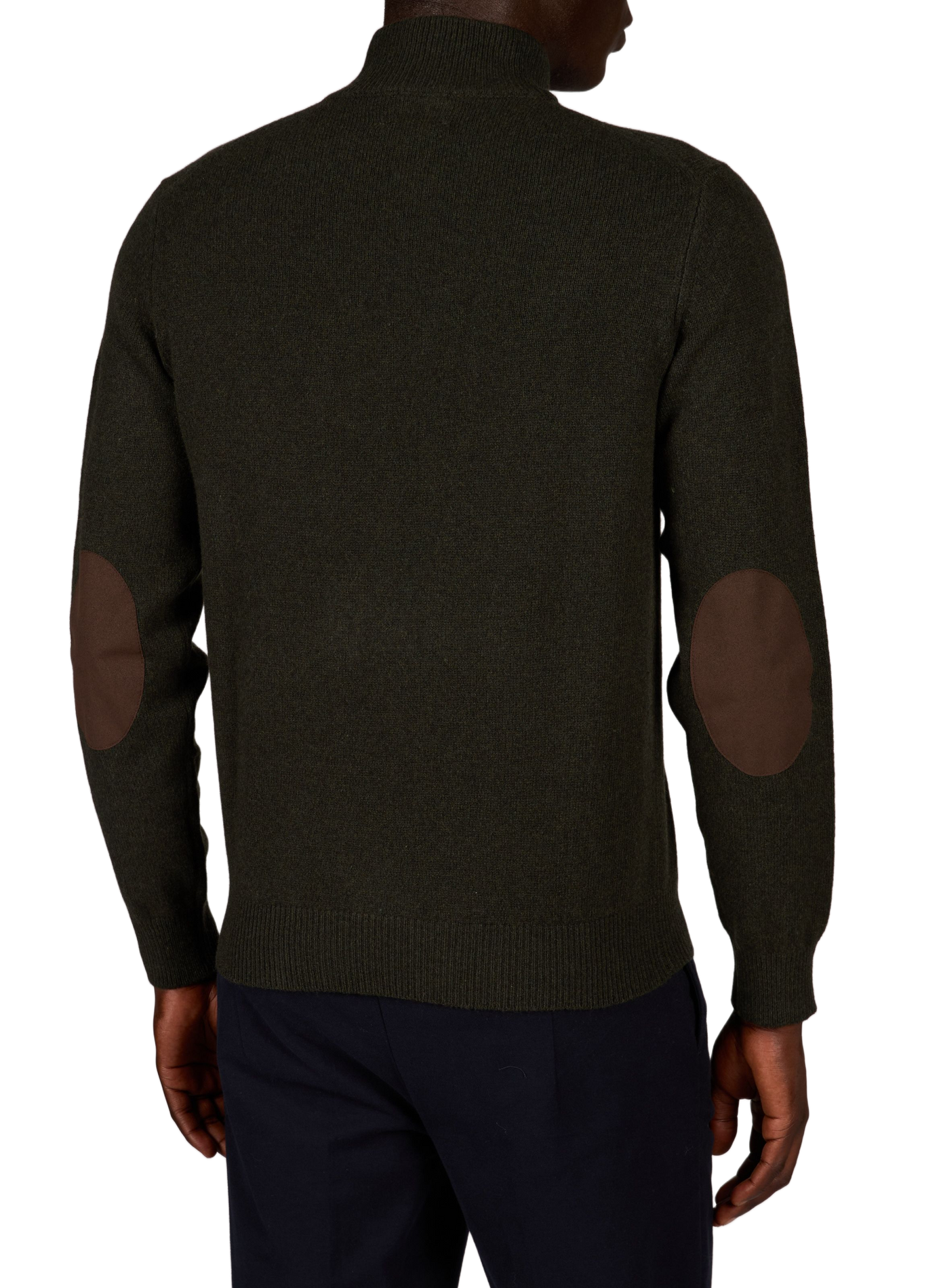 Straight-fit zip-up high-neck wool jumper HACKETT Green