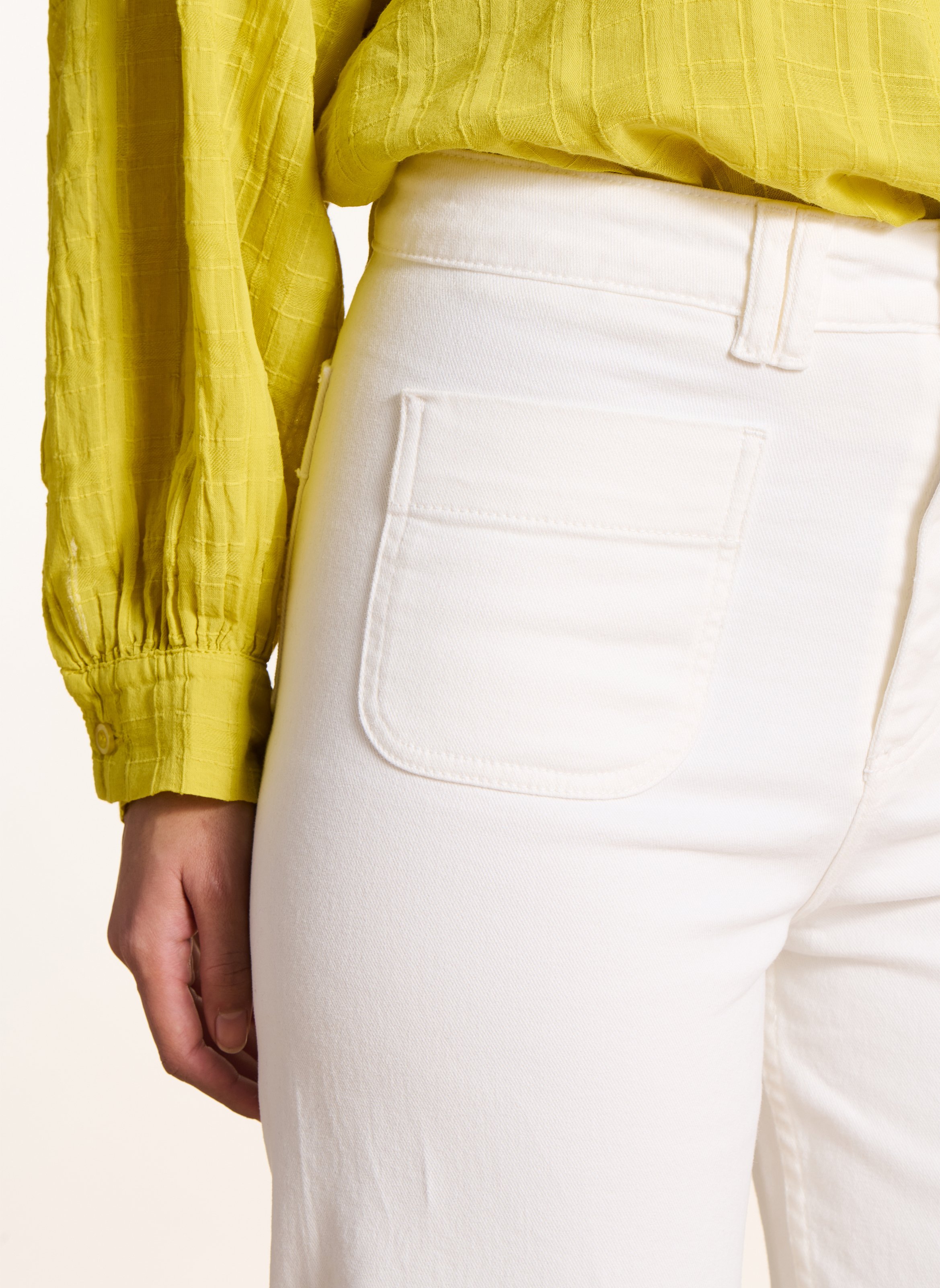 Rechte jeans met hoge taille van een biologisch katoenmengsel LA FEE MARABOUTEE Wit