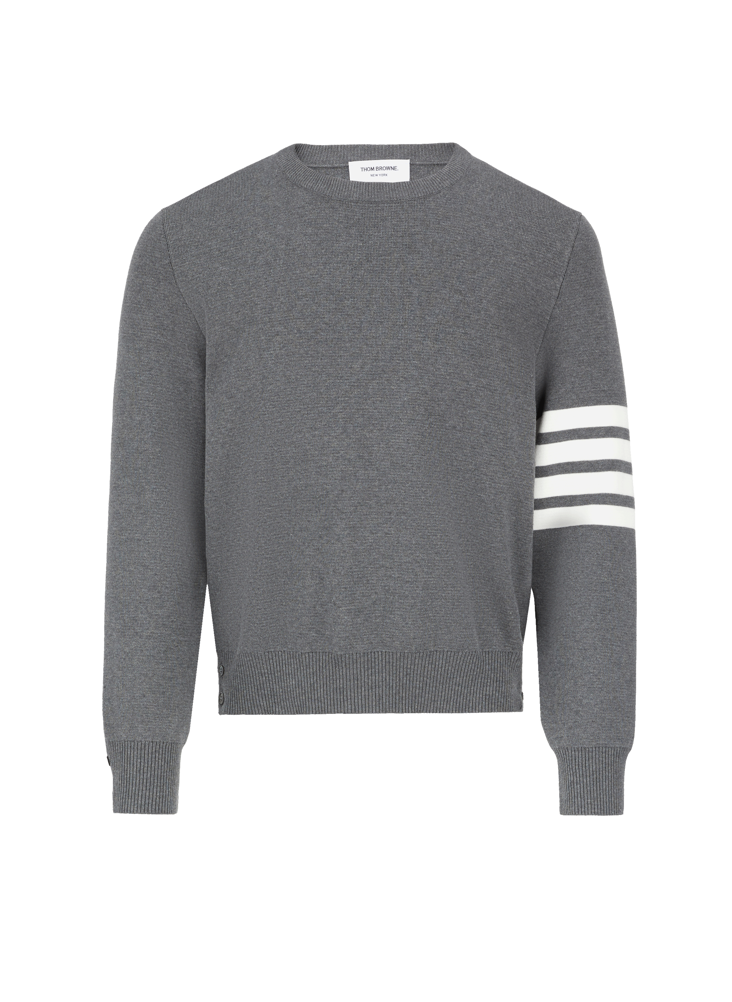 THOM BROWNE Pull Milano Stitch 4-Bar en coton Gris