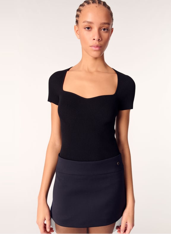 Top moulant en maille Noir by MAJE MAJE Top moulant en maille Noir