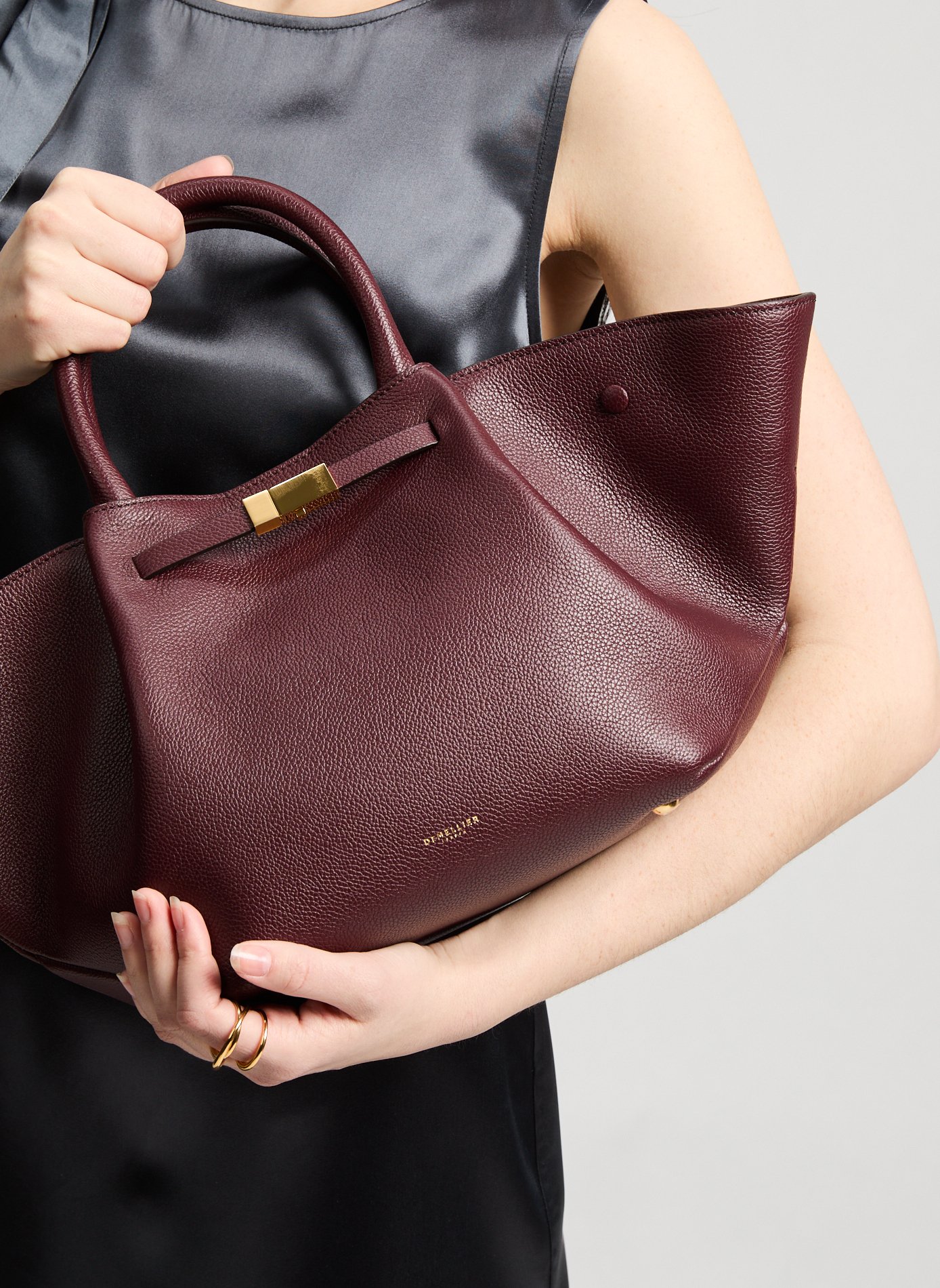 Striped leather handbag DEMELLIER LONDON Red