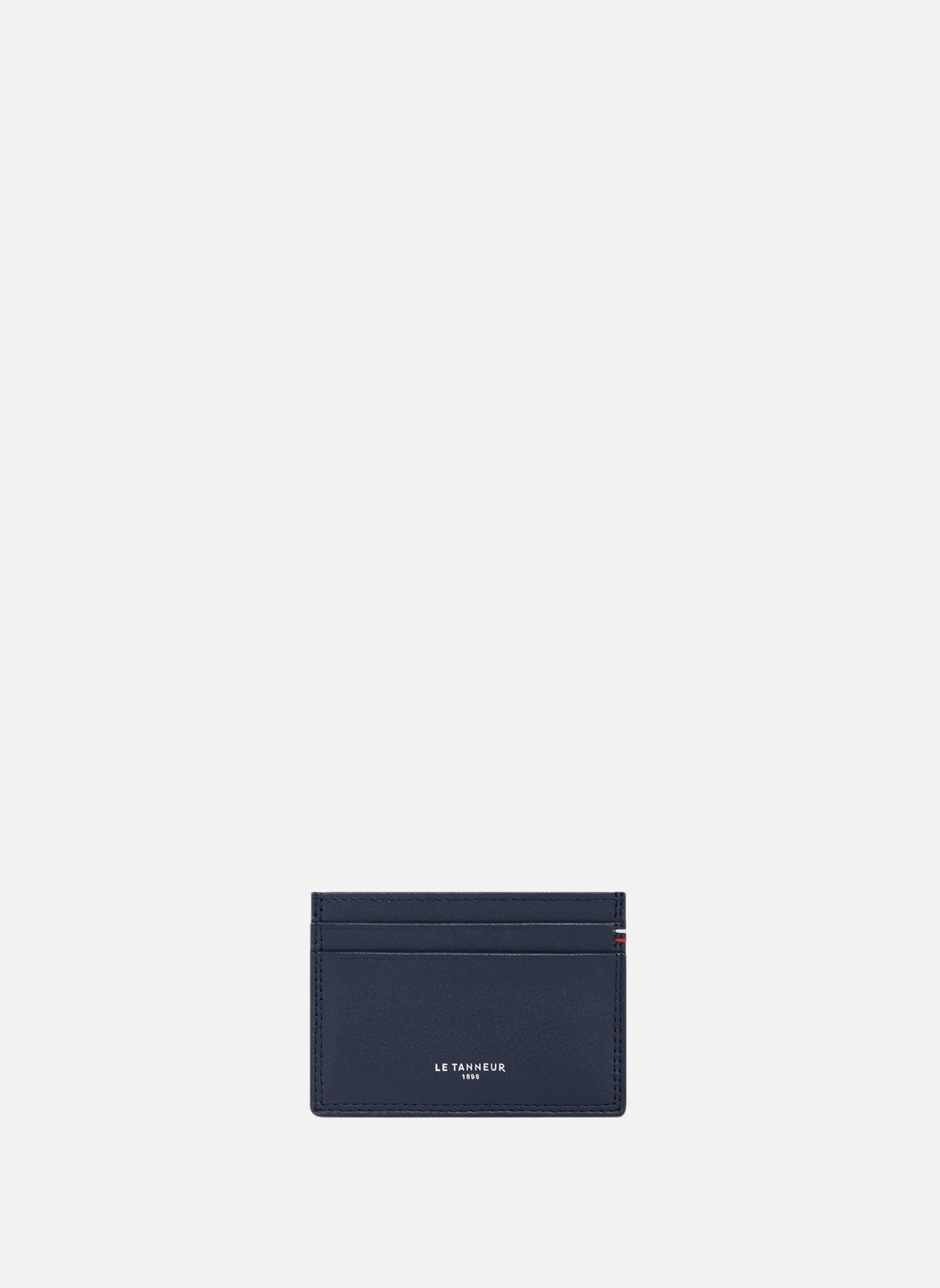 LE TANNEUR Porte cartes martin en cuir lisse Bleu