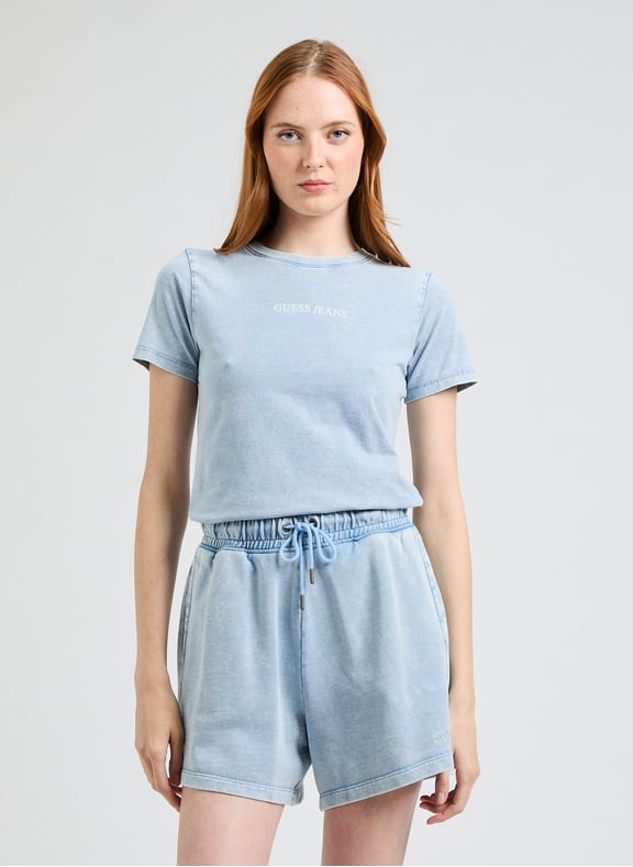 Washed cotton blend T-shirt Grey by GUESS GUESS Washed cotton blend T-shirt Grey