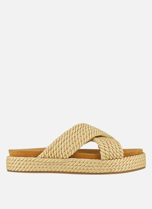 Mules compensées tressées waelito Beige by JONAK JONAK Mules compensées tressées waelito Beige