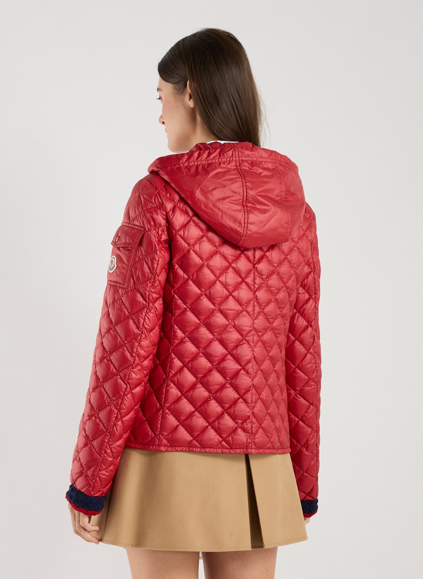 Quilted straight hooded jacket MONCLER Red