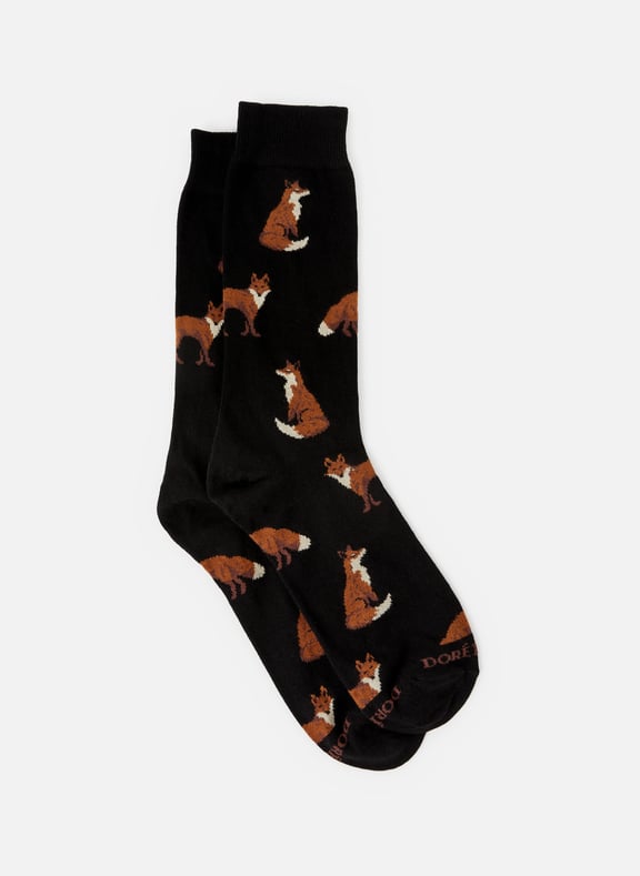 Chaussettes mi-hautes imprimées Noir by DORÉ DORÉ DORÉ DORÉ Chaussettes mi-hautes imprimées Noir