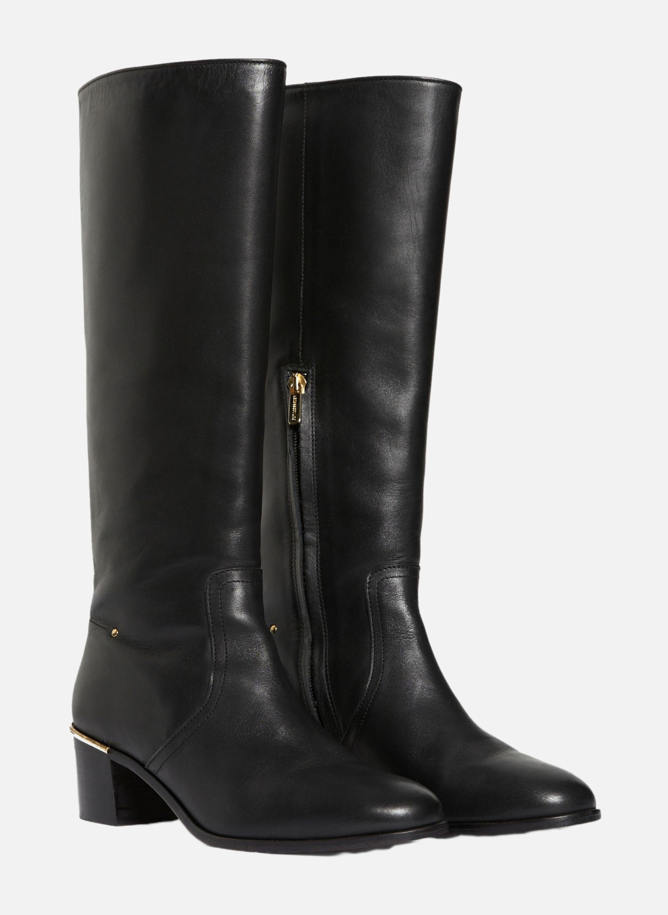 Bottes cavalière en cuir lisse VANESSA BRUNO Noir