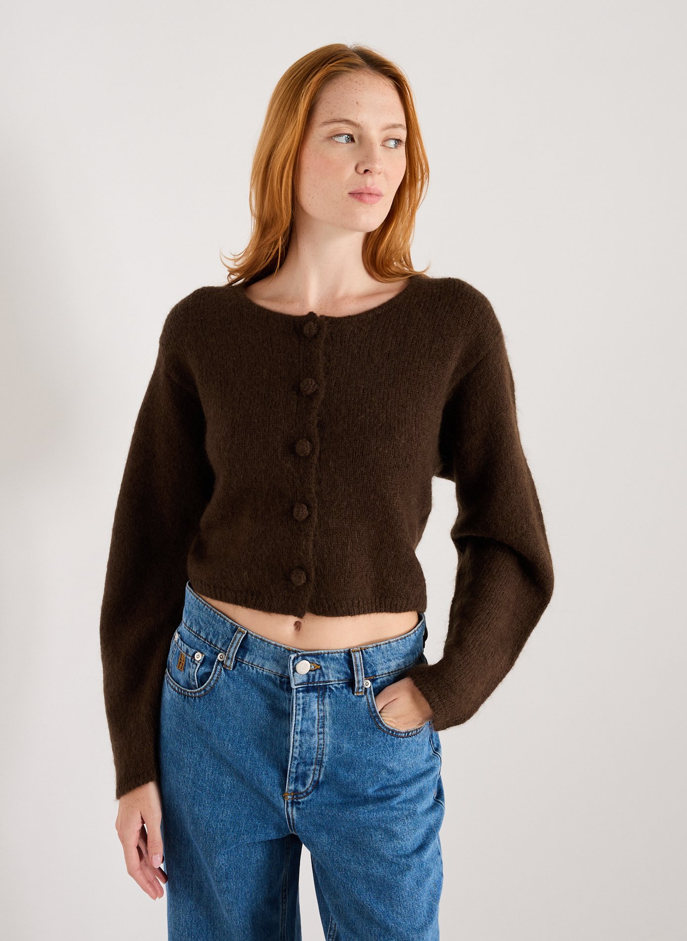 Gilet court Zharea en laine et mohair mélangés BY MALENE BIRGER Beige