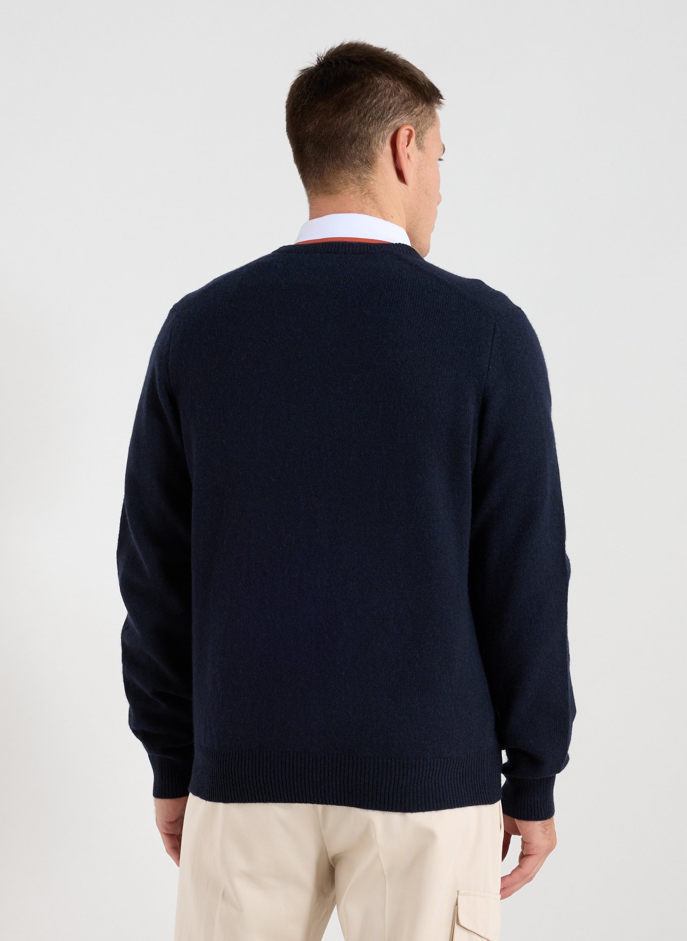 Straight V-neck wool jumper HACKETT Blue