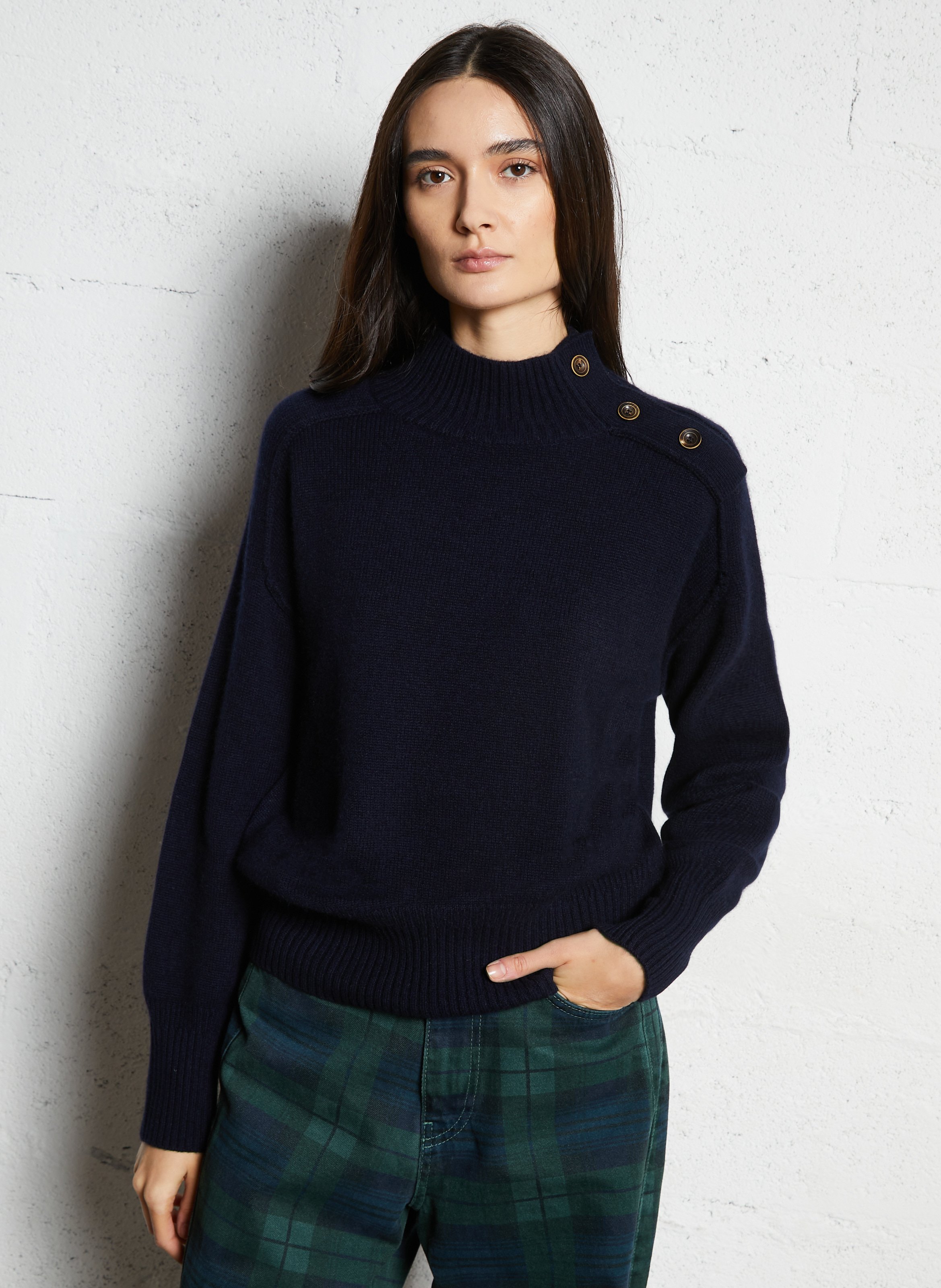 Pull col montant en cachemire bradley MAISON 123 Bleu