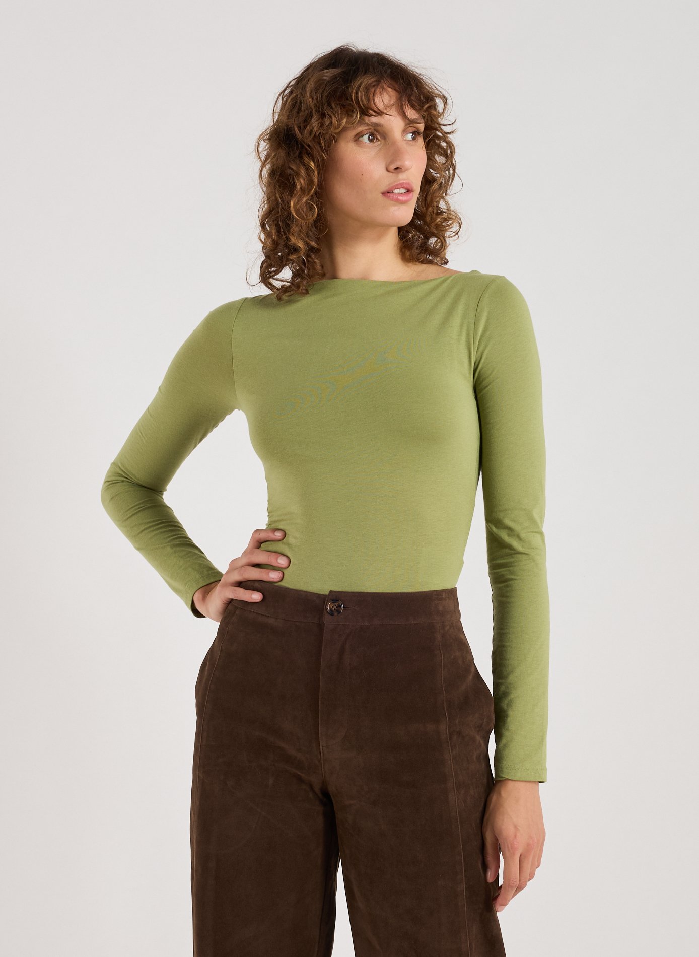 TOPSHOP Top cintré à manches longues  Brown