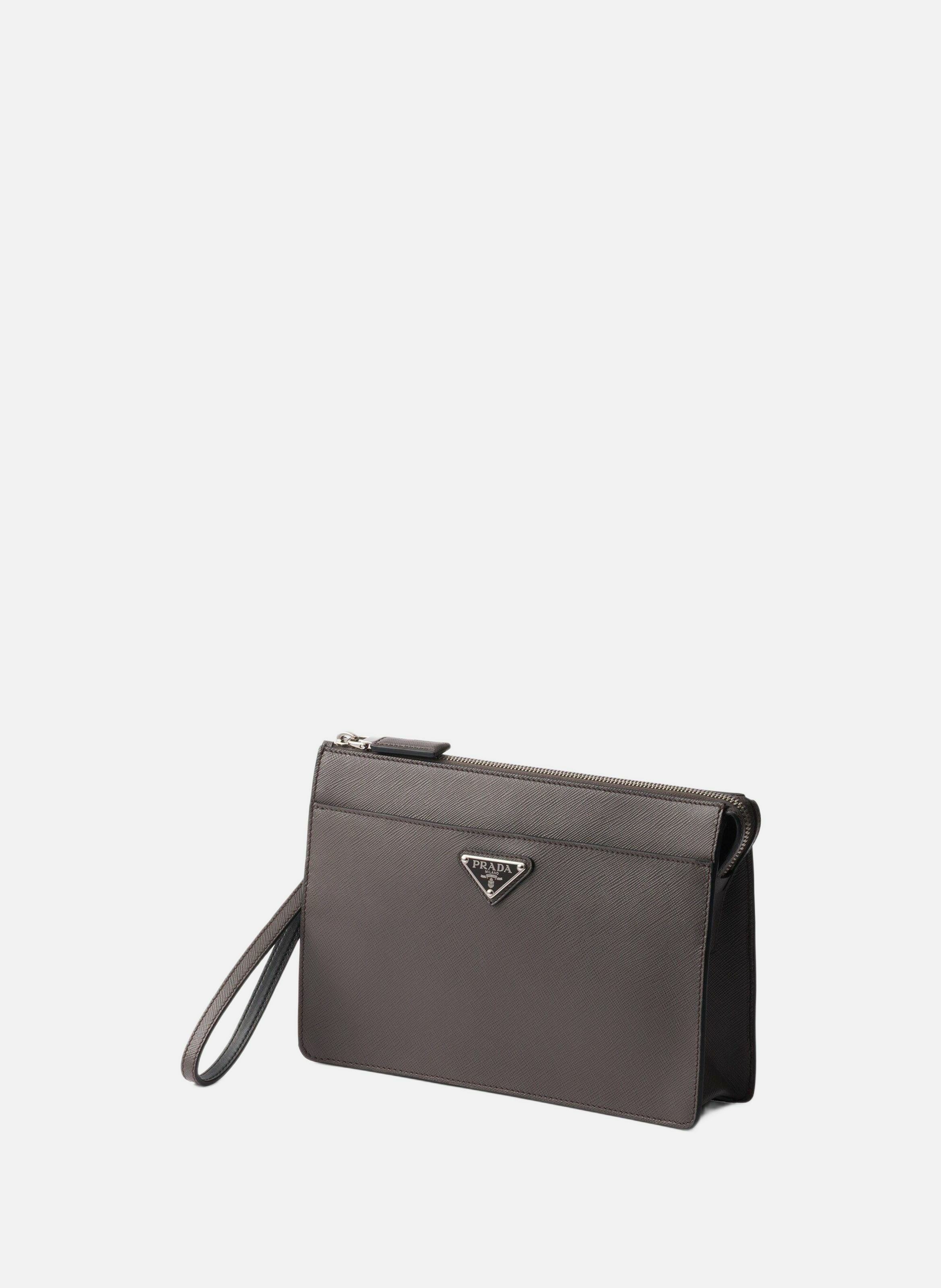 Sac en cuir saffiano pour homme PRADA Gris