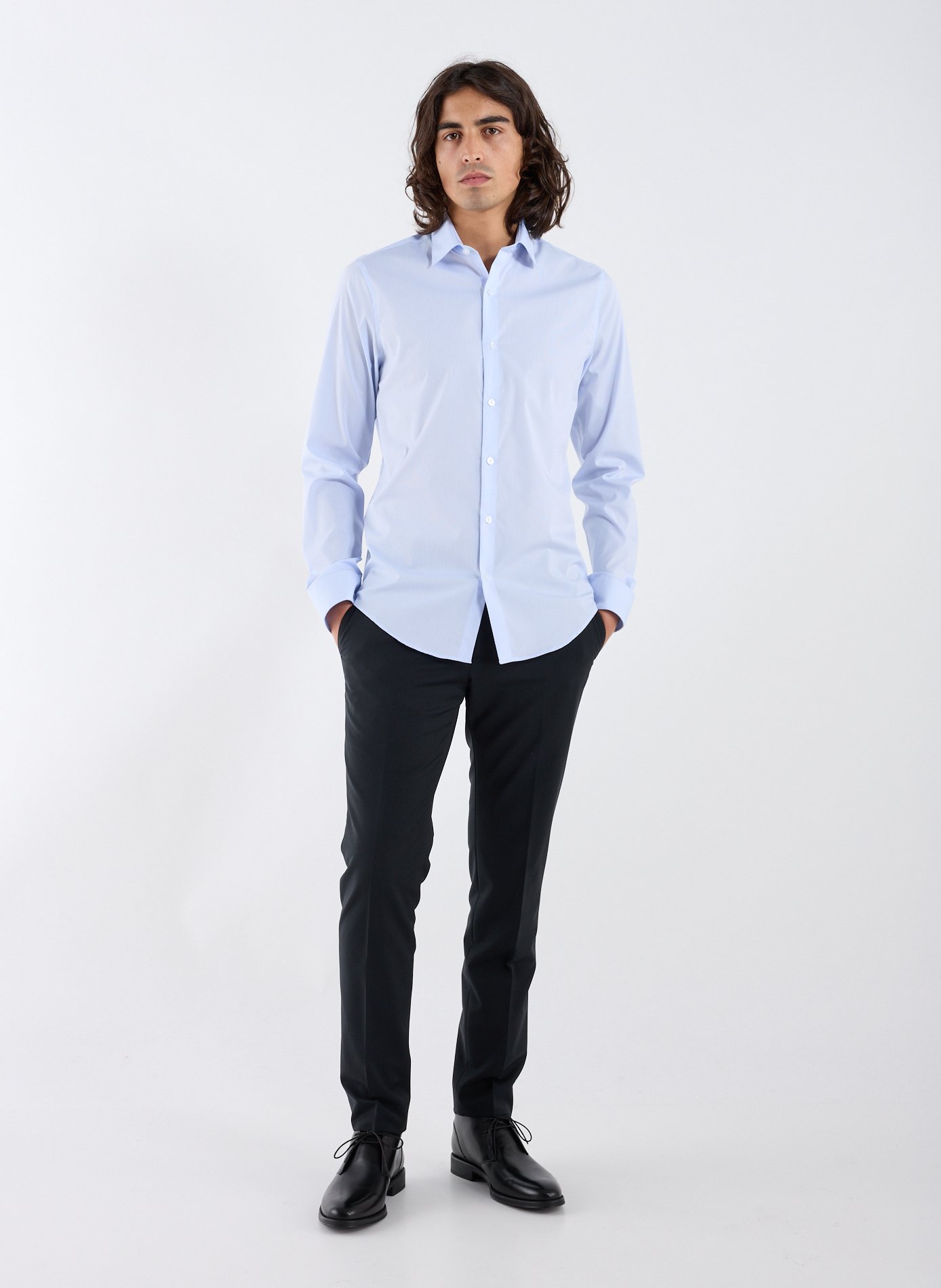 Chemise slim en coton mélangé CALVIN KLEIN Bleu