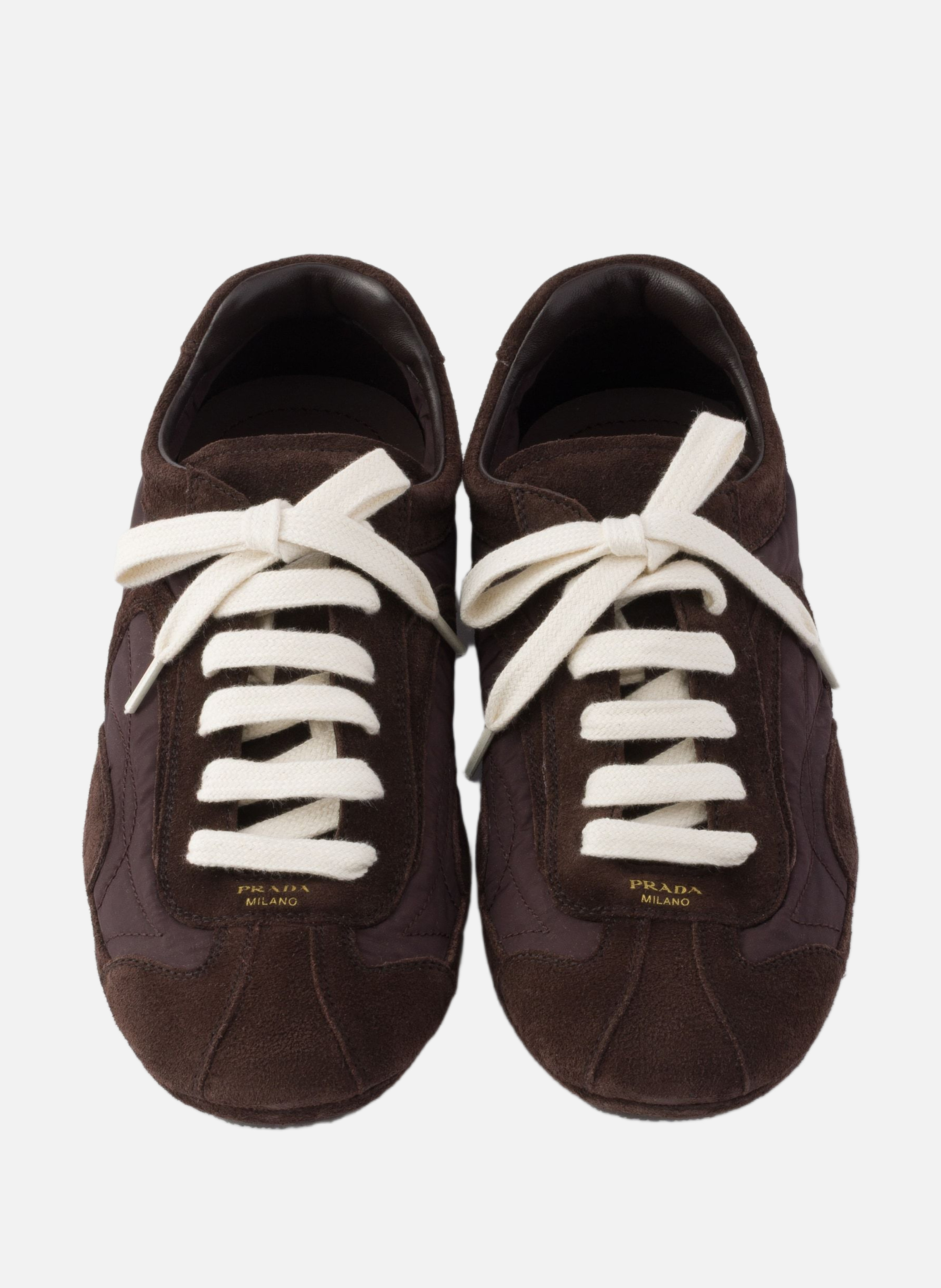Baskets en daim et re-nylon montecarlo re-edition PRADA Marron