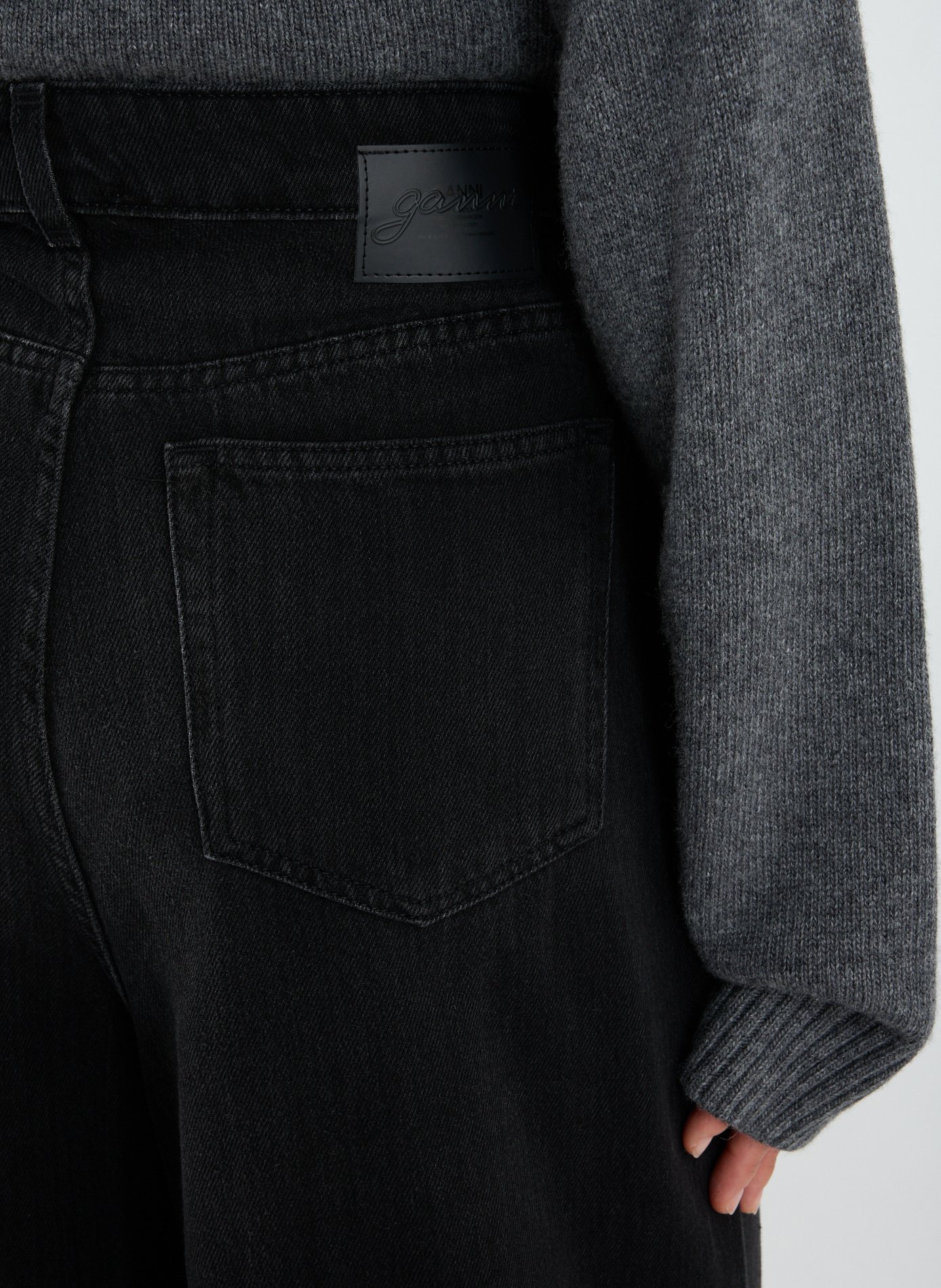 Wide cotton jeans  GANNI Black