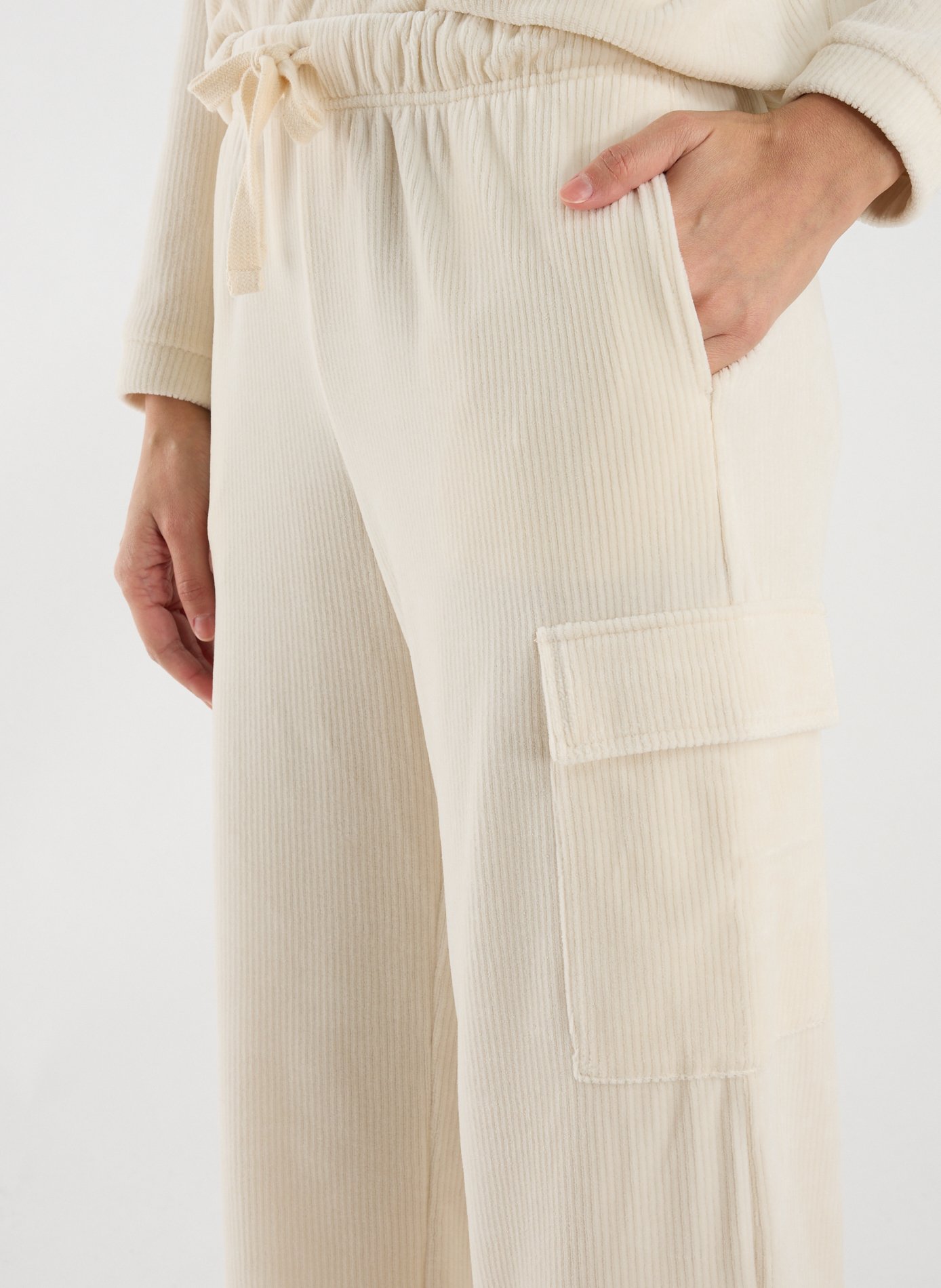 Pantalon de survêtement velours côtelé en coton mélangé BANANA MOON Beige