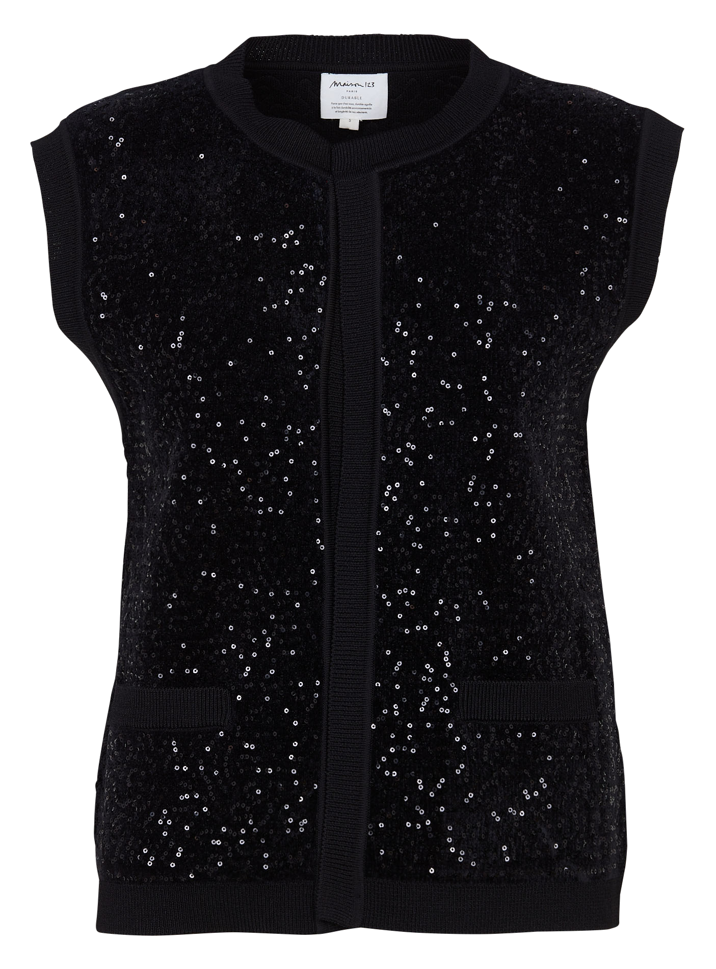 Gilet droit sans fermeture à sequins becka MAISON 123 Noir