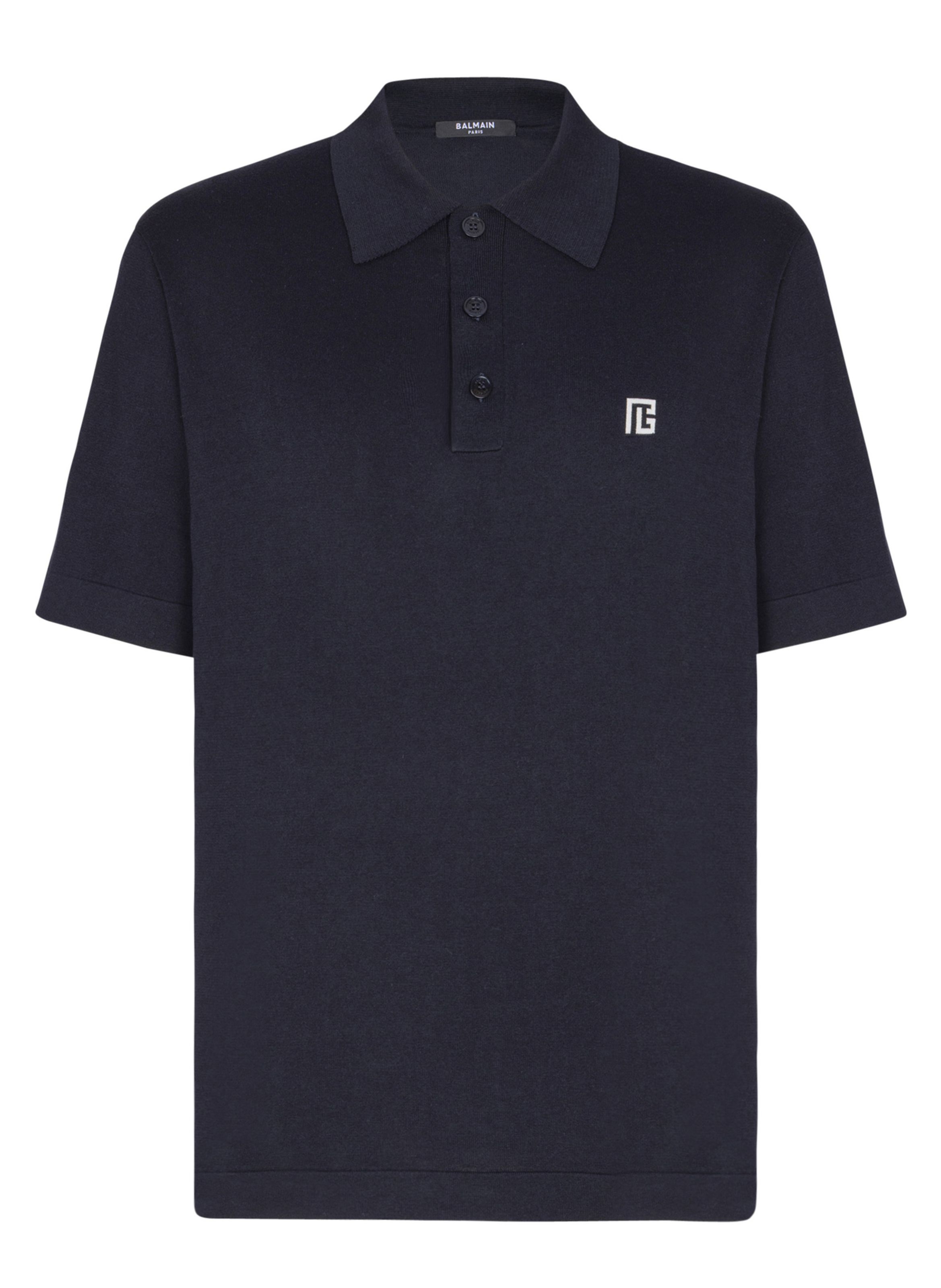 Polo en coton brodé BALMAIN Bleu