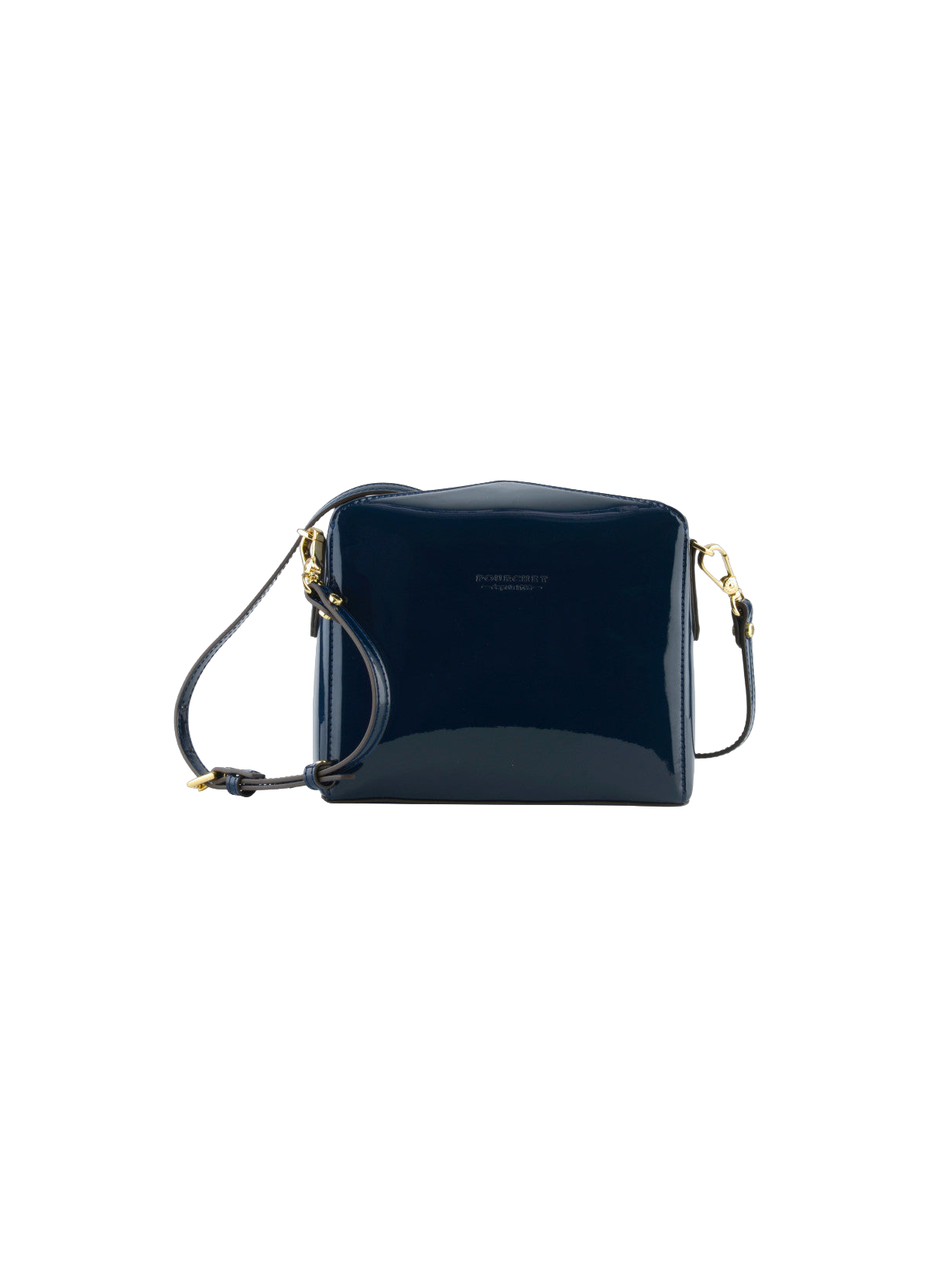 Cassetta vernis | sac porté épaule en cuir de vachette POURCHET Bleu