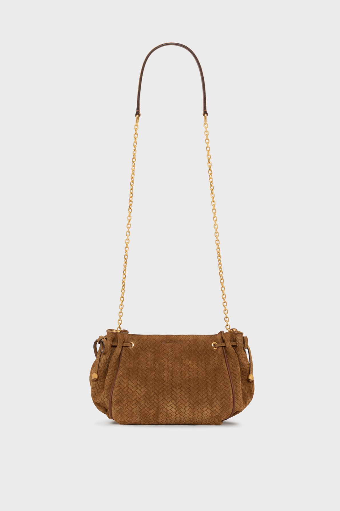 Sac en cuir velours effet tressé - le mini 24 Marron