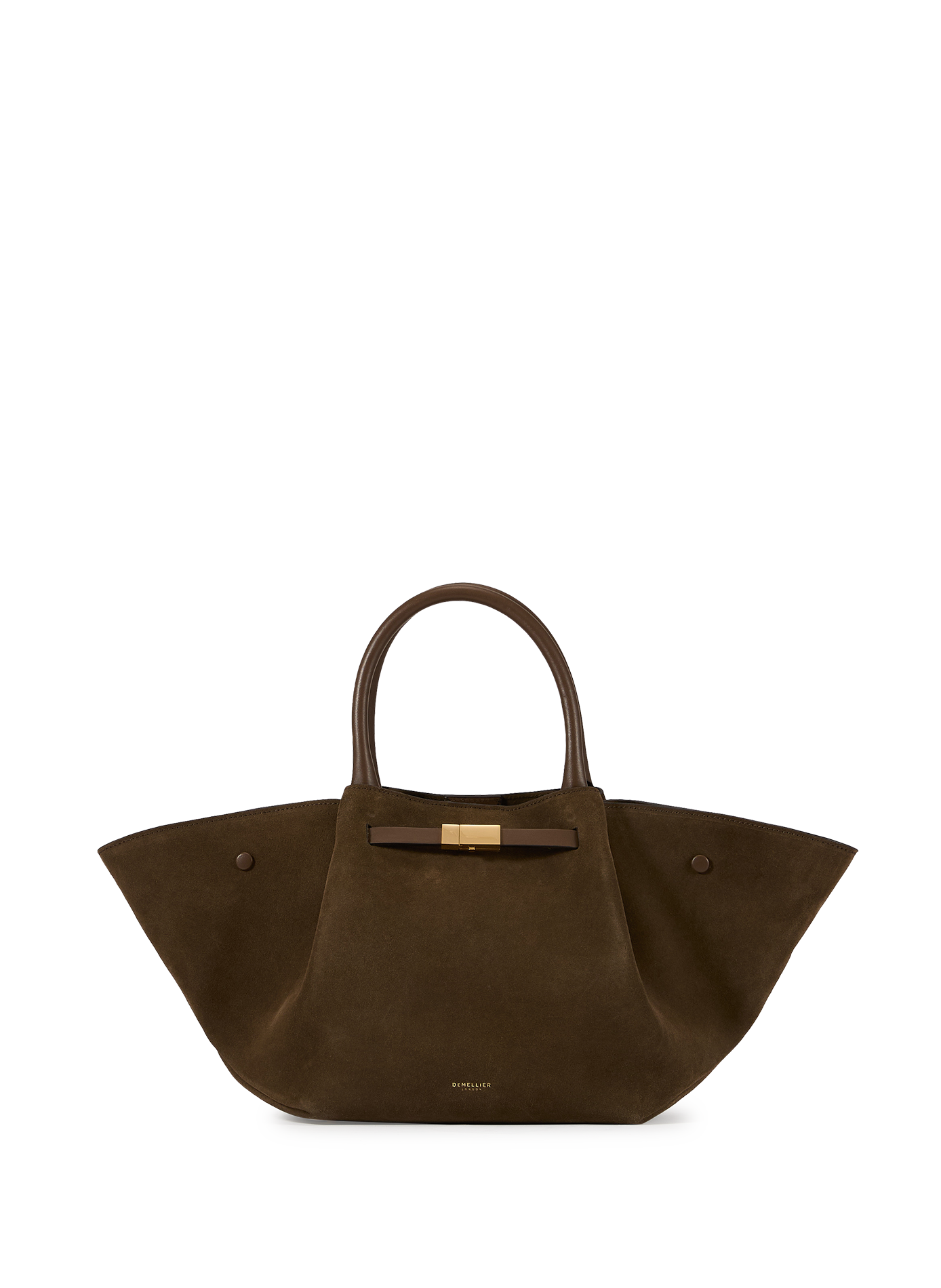 Sac à main Midi New York en cuir et coton DEMELLIER LONDON Marron