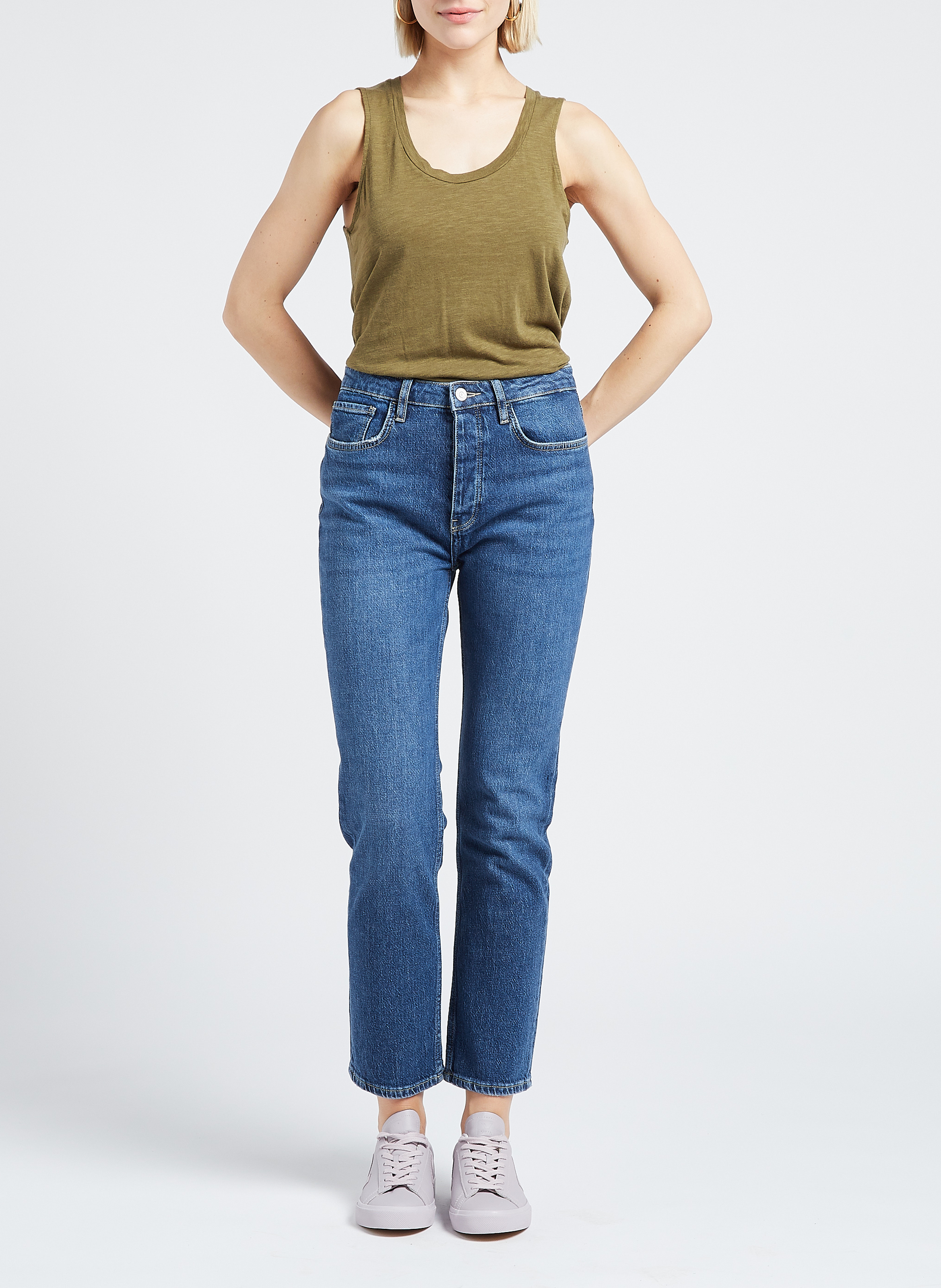 Débardeur à col rond en coton mélangé Jacksonville AMERICAN VINTAGE Kaki