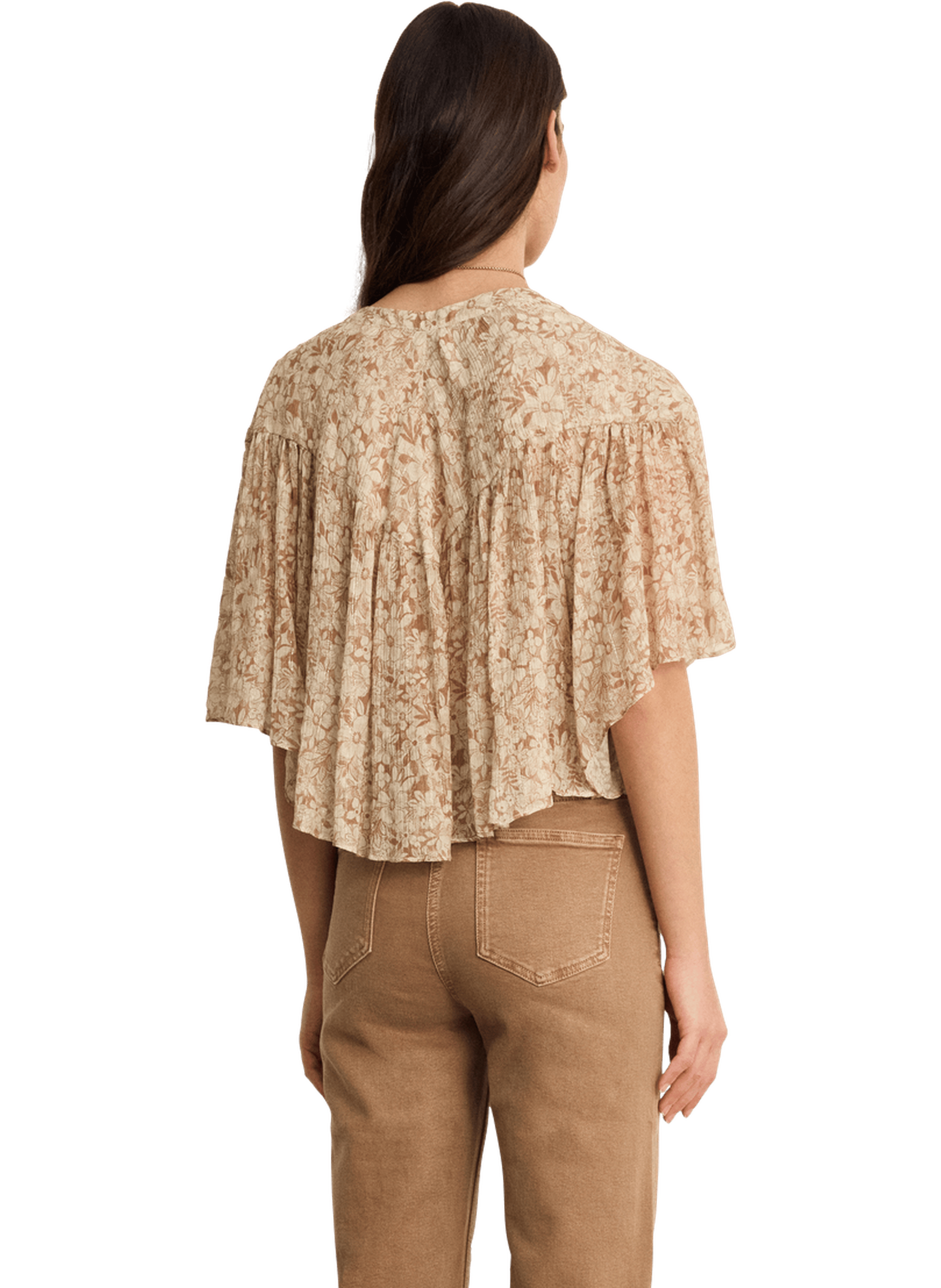 Chemise courte à fleurs et lurex - leane PABLO Beige