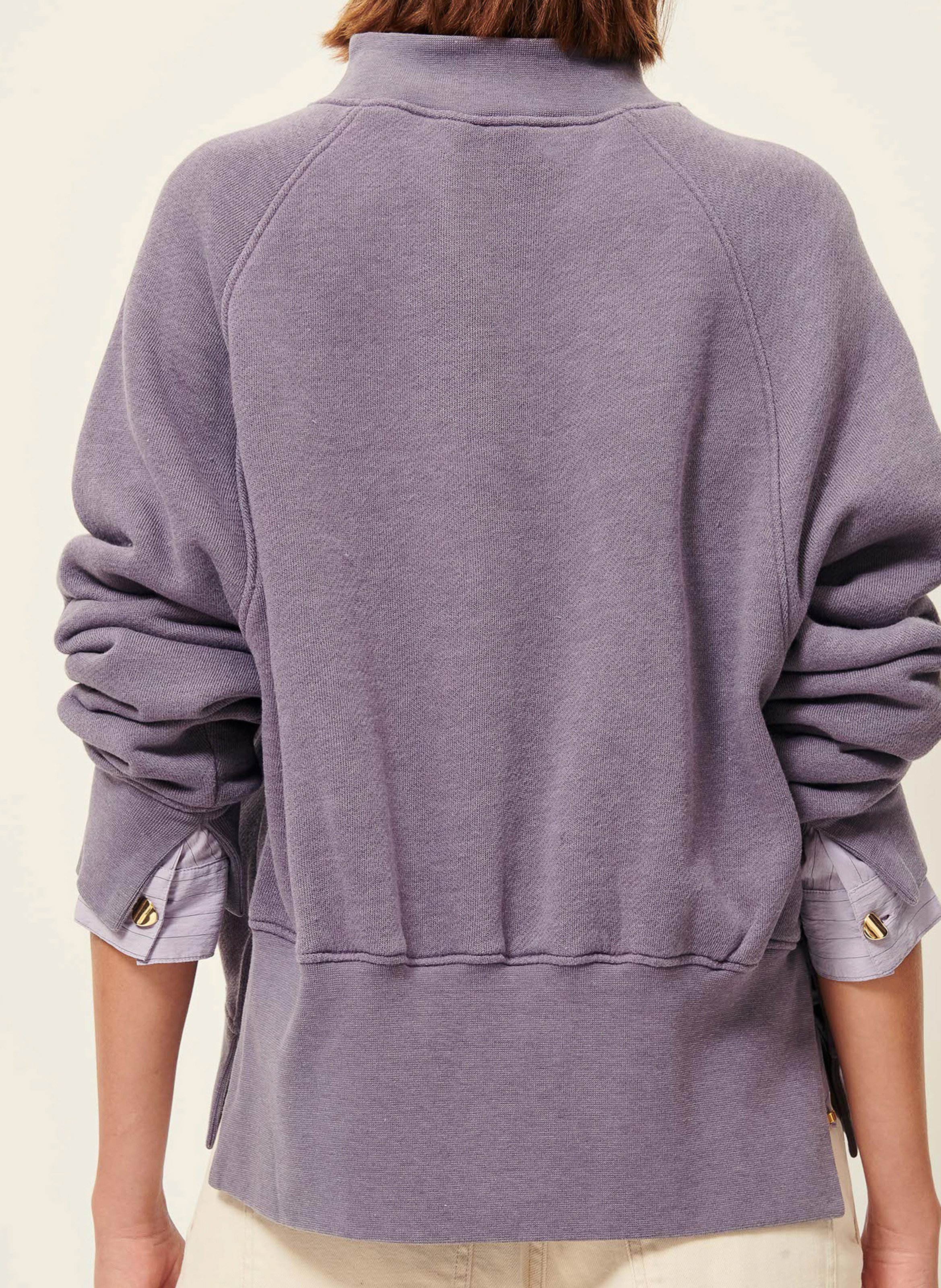 Sweat col rond en coton mélangé oliveira SESSUN Violet