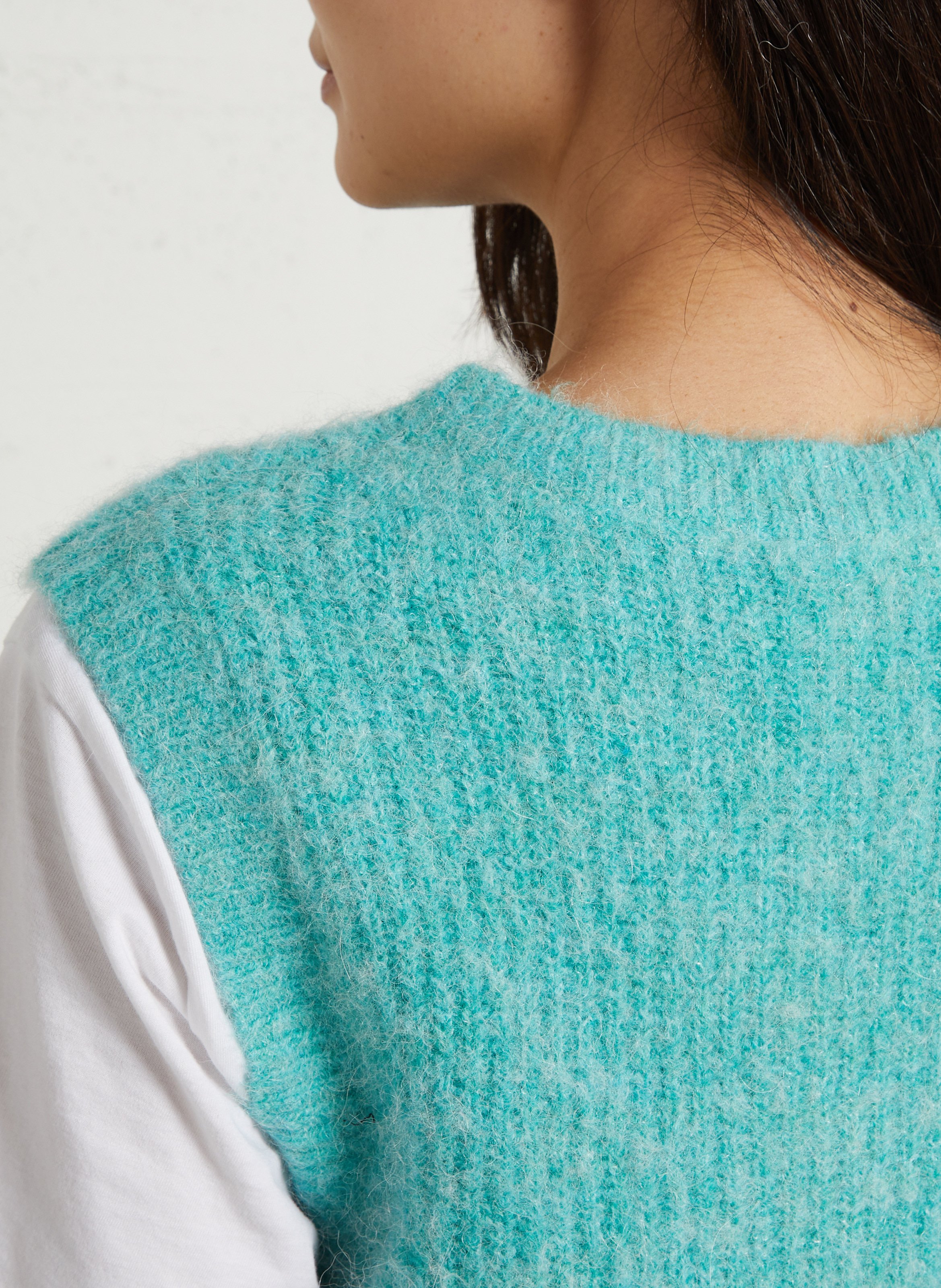 Gilet sans manches en maille duveteuse east AMERICAN VINTAGE Bleu