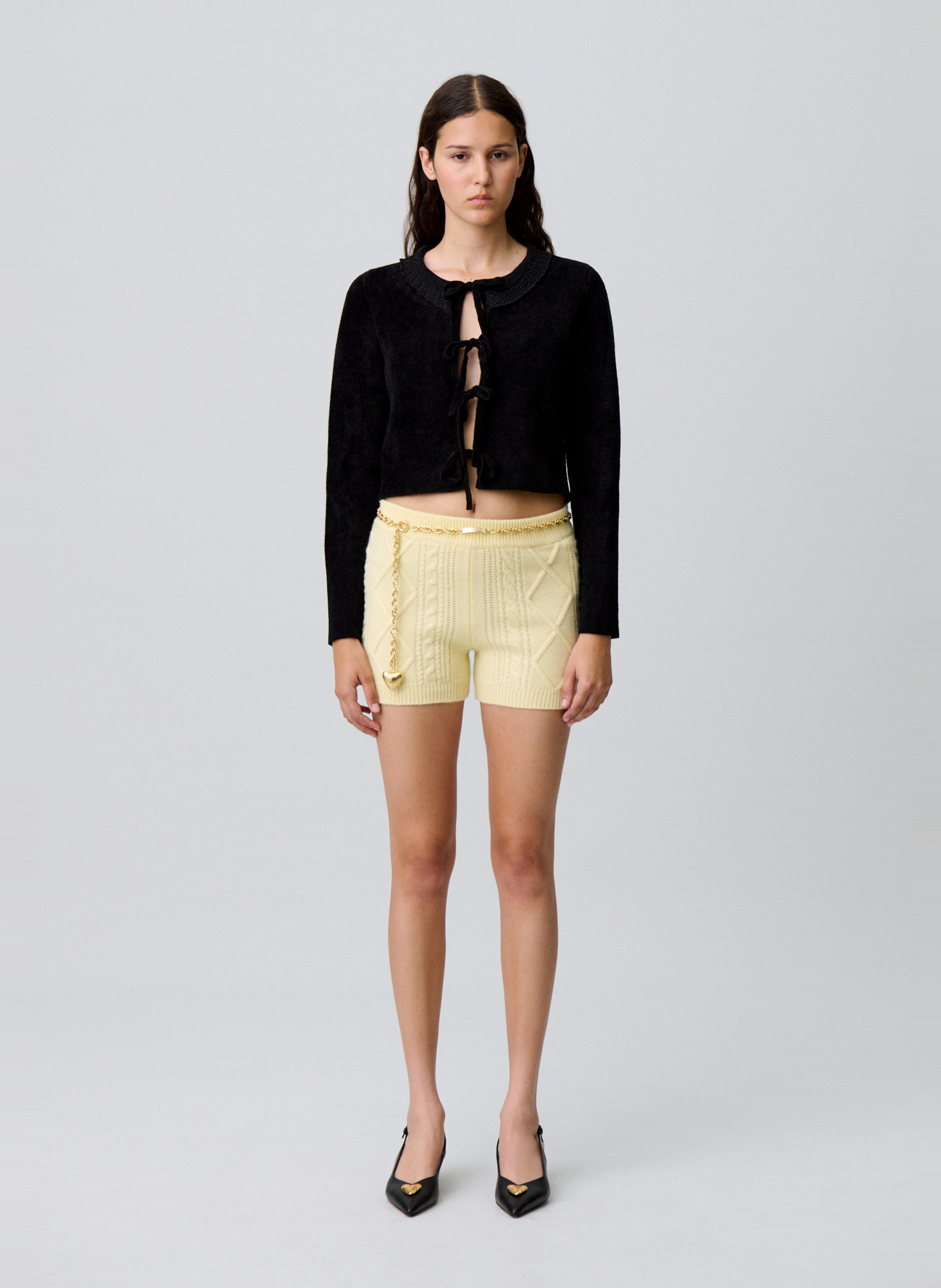 Cardigan court à liens uni morlino CLAUDIE PIERLOT Noir