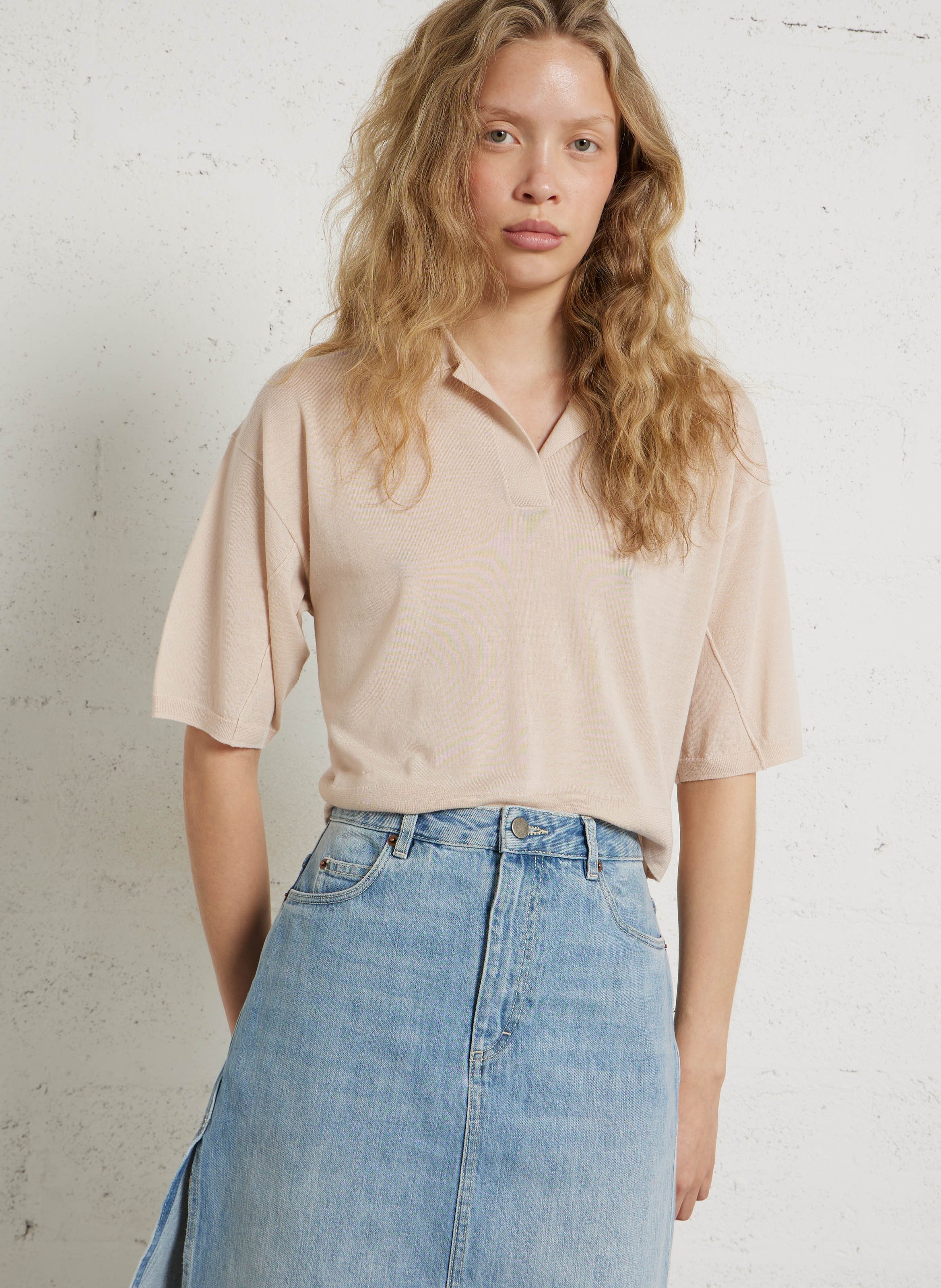 Pull col polo en laine elton SOEUR Rose